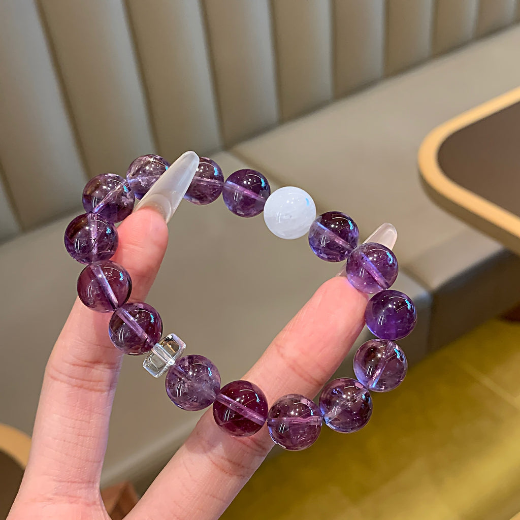 Amethyst Natural New Bracelet Women's Purple Grape Ice Transparent Bracelet for Students and Best Friends by Yuexian Crystal Bracelet