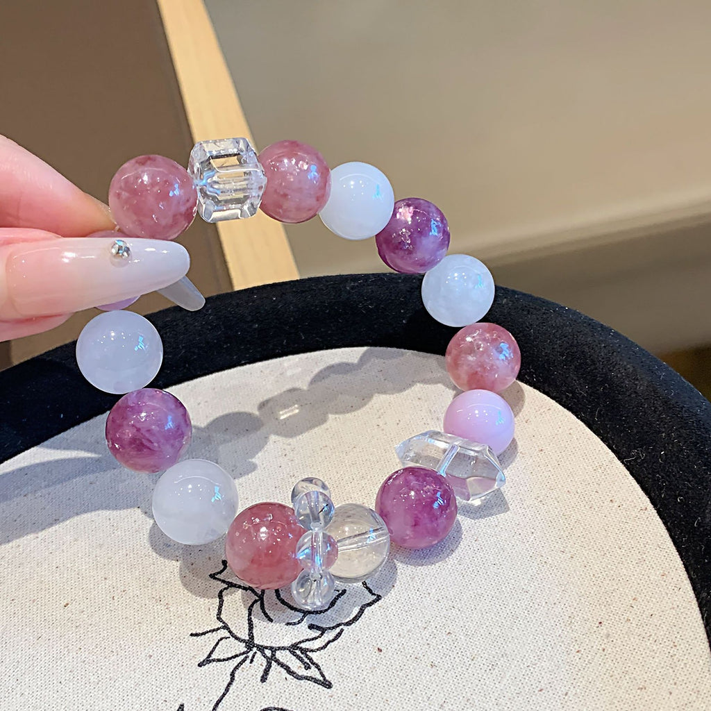 Natural Kunzite with White Phantom Stone Bracelet White Crystal Travel Original Edition Natural White Phantom Crystal Bracelet