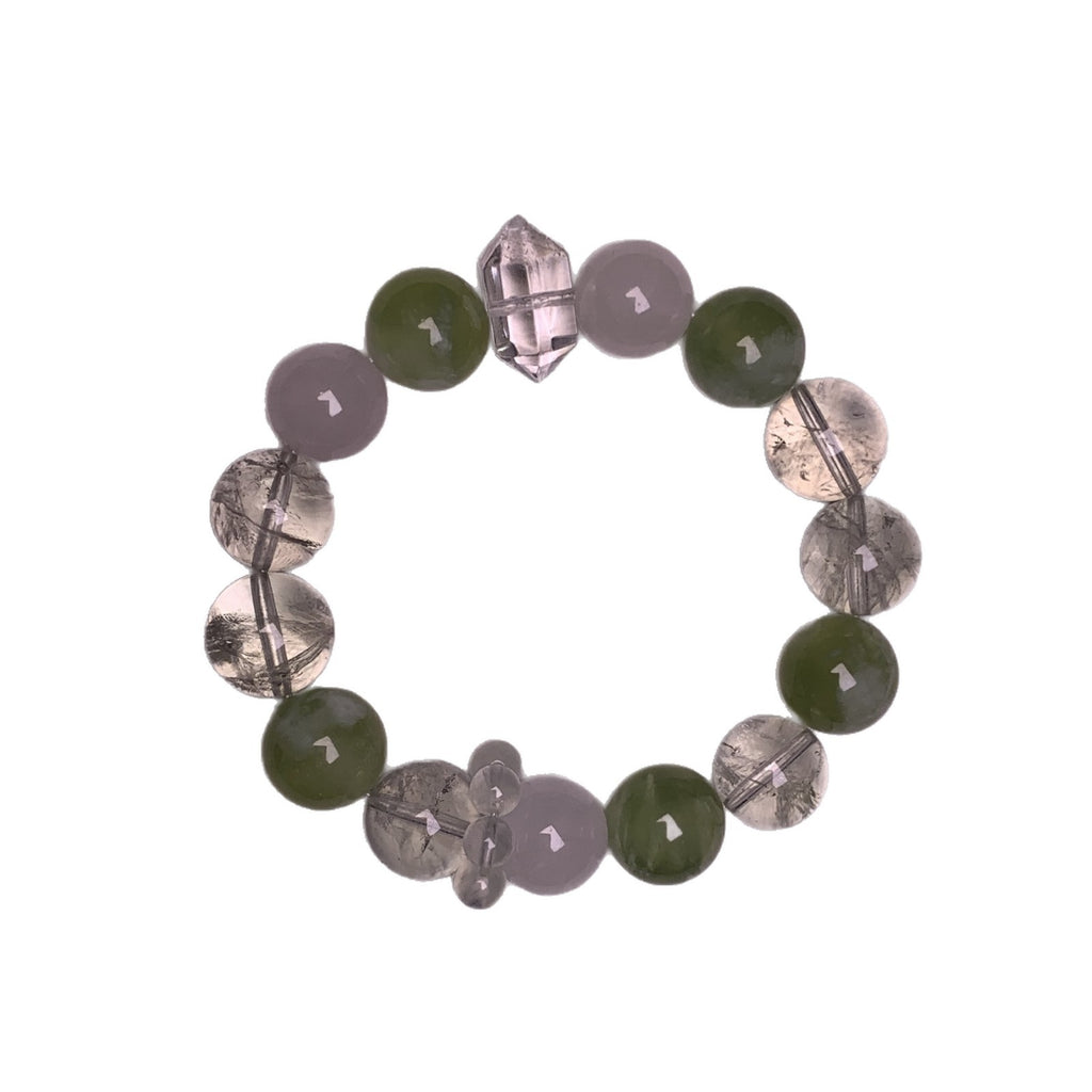 Natural Crystal Green Grape Milk Cap Xiuyan Jade Bracelet Fashion Original Design White Ghost Bracelet Crystal Bracelet