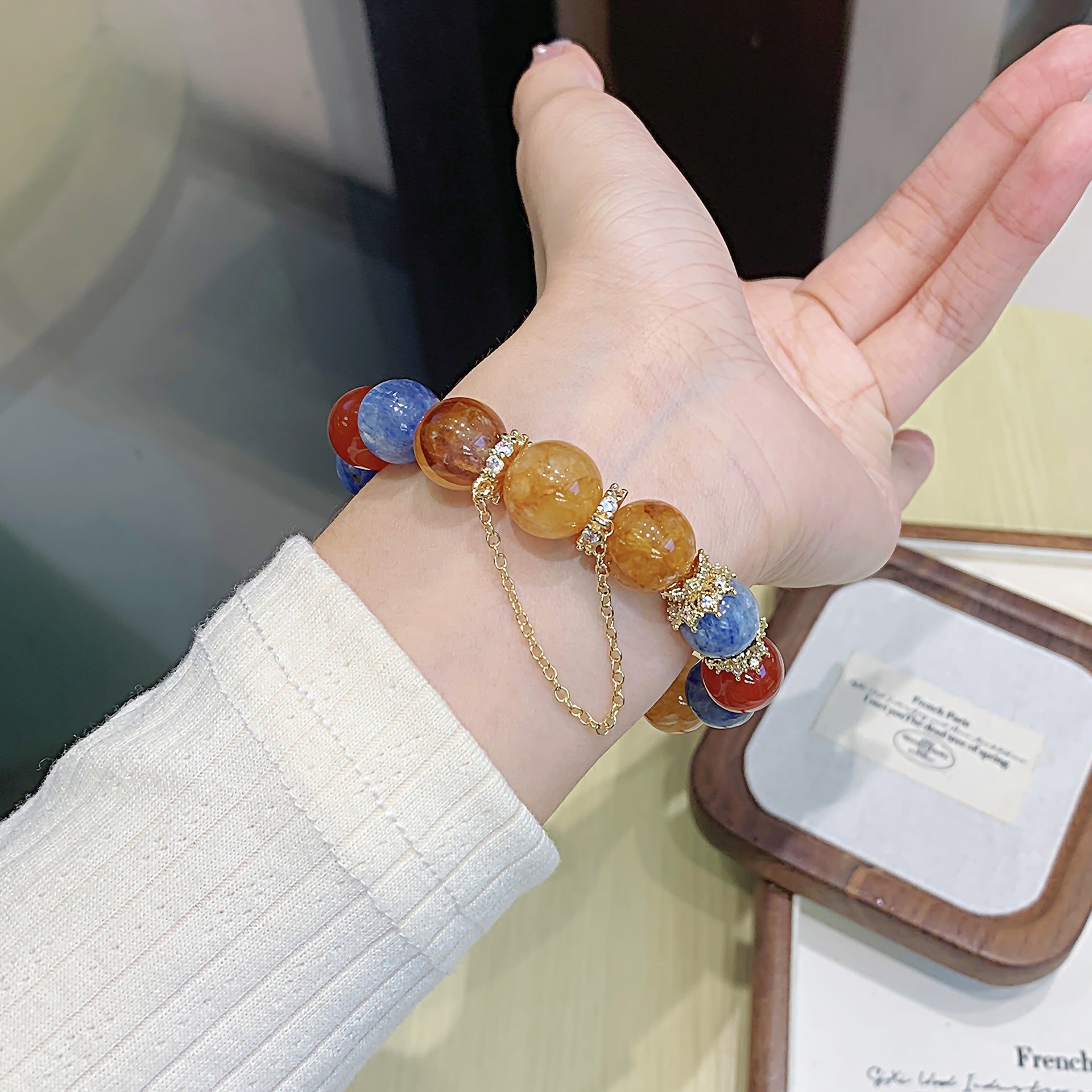 Natural Yellow Gum Flower Crystal Beads Semi-finished Handcraft Jewelry diy Accessories Wholesale Yellow Gum Flower Bracelet Original Design