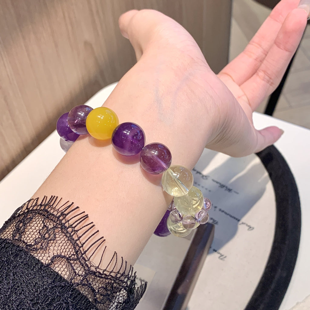 Original Multi-Treasure Original Design Bracelet Amethyst Nine Purple Fire Gray Moonlight Amethyst Luxury Style Bracelet