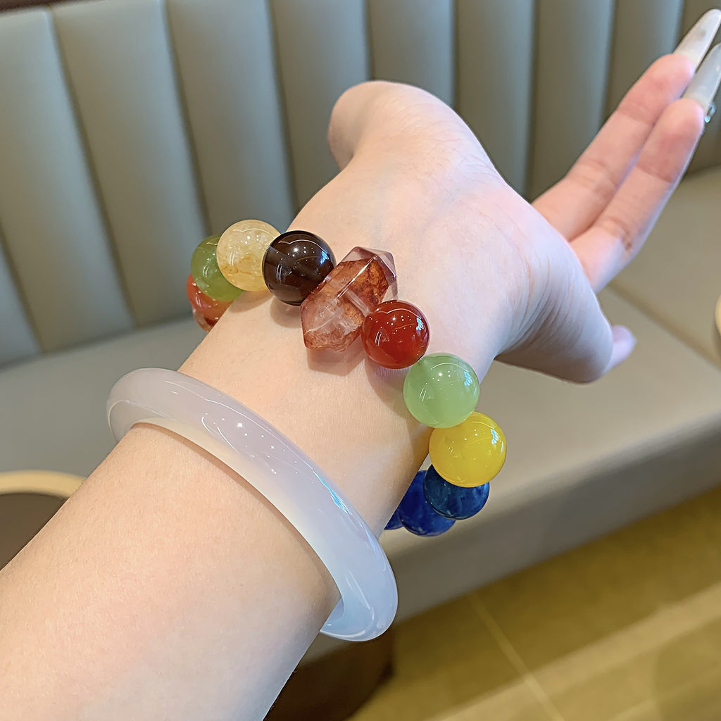 Natural Crystal Multi-Gem Bracelet Bafanglaicai Autumn and Winter Series Blue Kyanite Tea Crystal Black Gold Super Seven Red Glue Flower Bracelet