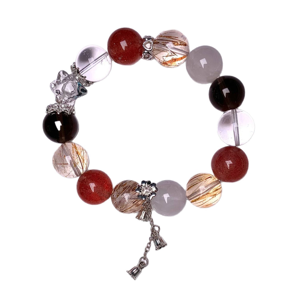 Natural Multi-Gemstone Crystal Fashion Versatile Women's Bracelet Hot-selling Exquisite Bracelet Original Design Strawberry Crystal Bracelet