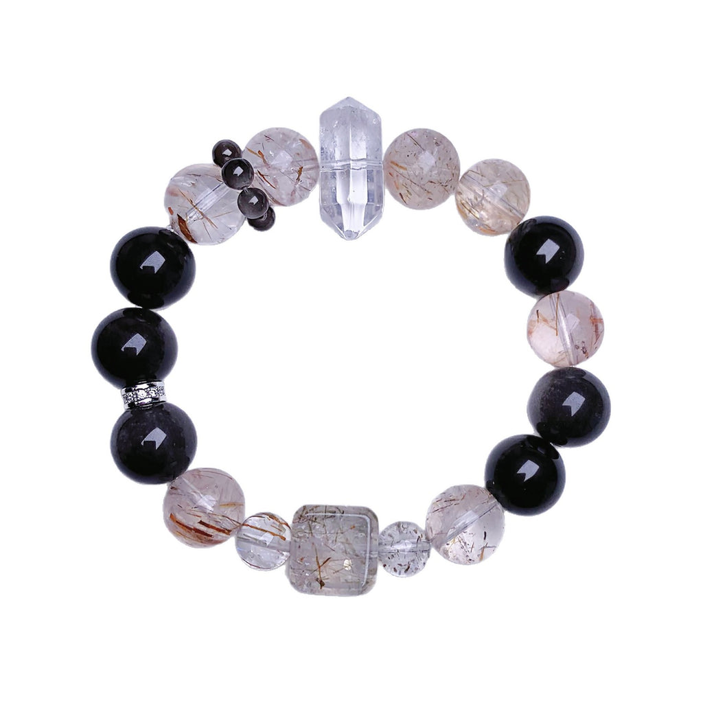 Black Gold Super Seven Natural Crystal Bracelet Light Luxury Niche High-End Black Gold Super Seven Bracelet Wholesale Crystal Bracelets