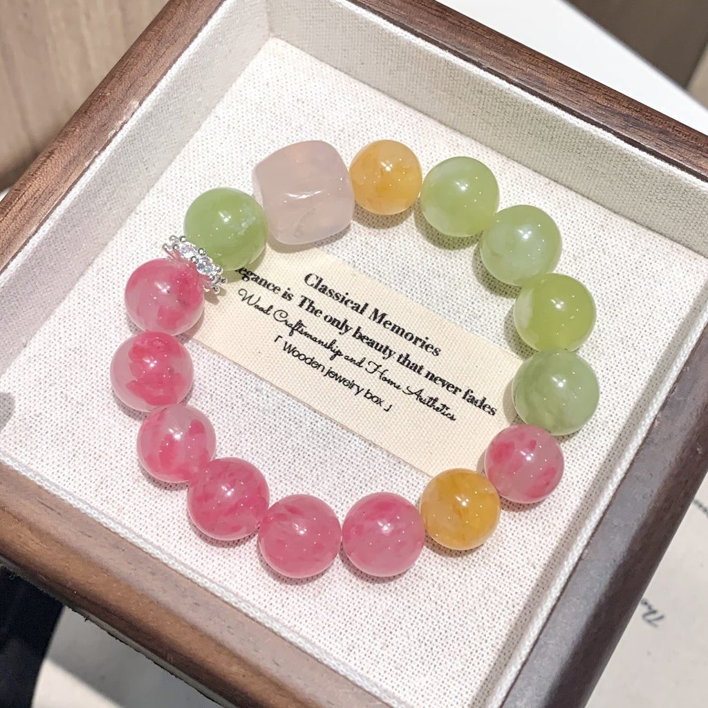 Natural Rose Quartz Crystal Bracelet for Women Fashion Niche Original Design Exquisite Versatile High-end Jewelry