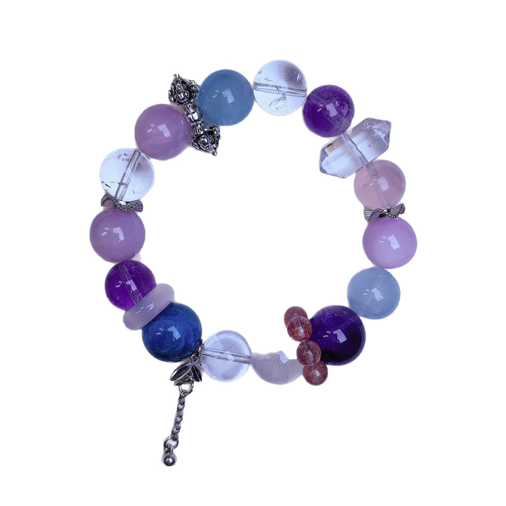 Natural Aquamarine Crystal Bracelet Colorful Multi-Gem Crystal Bracelet Unique Design Bracelet diy Crystal Chain