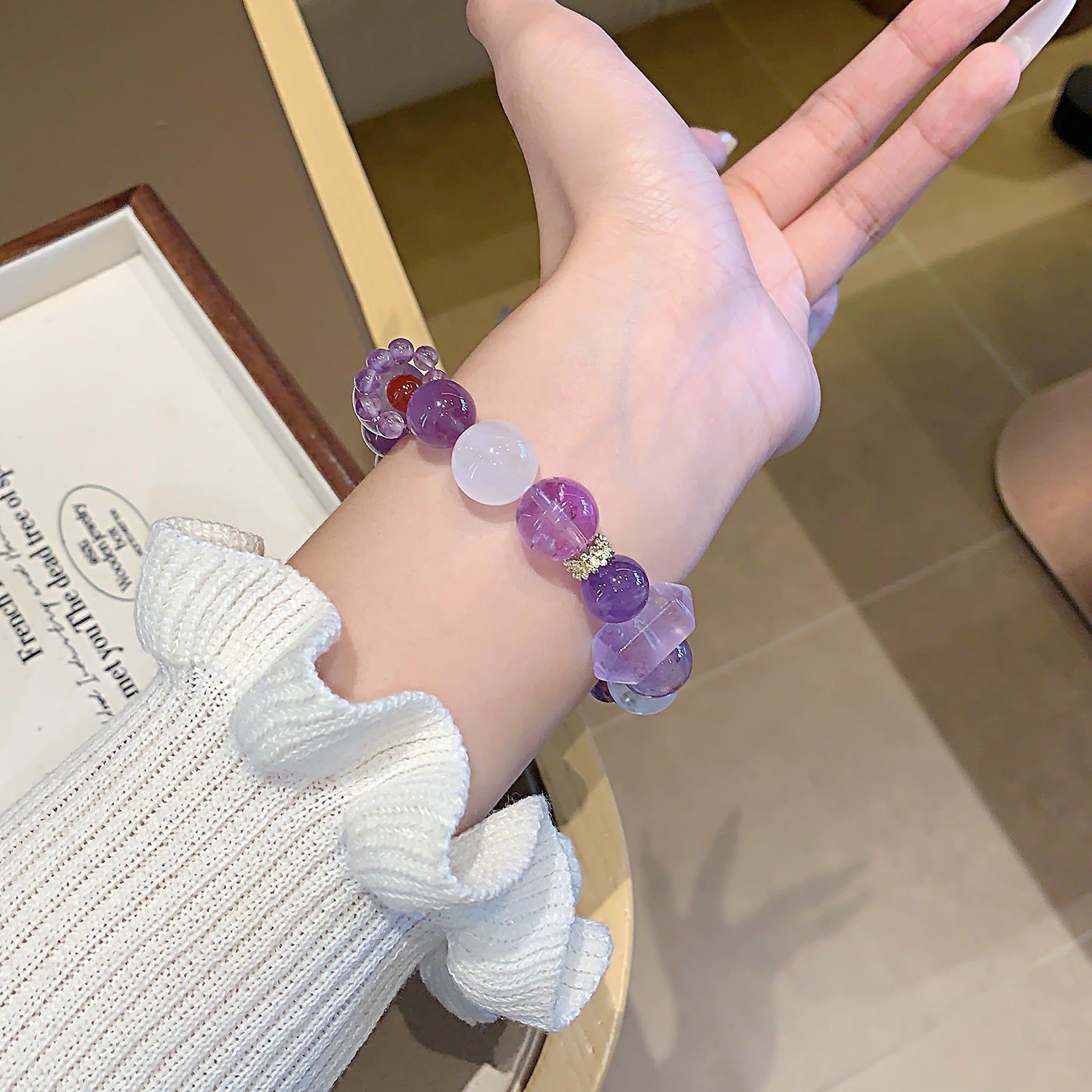 Natural Amethyst Bracelet for Women Good Luck Bracelet for Passing the Graduate Exam Dreamy Lavender Amethyst Bracelet Gift for Wealth Attraction