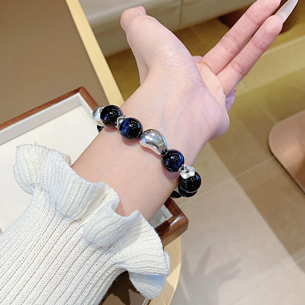 Natural Blue Tiger Eye Crystal Bracelet Cross-border Hot-Selling Christmas Gift Hand Chain New Crystal Jewelry Bracelet