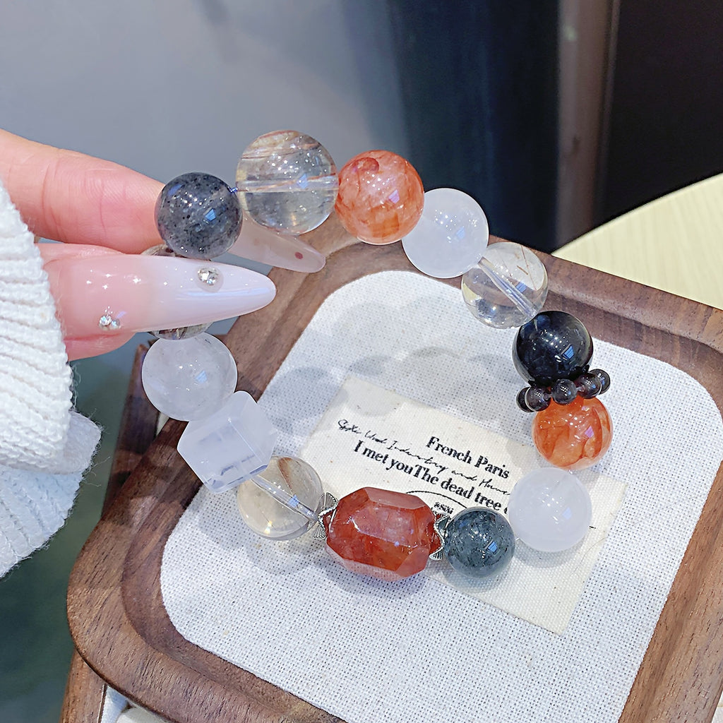 Red Gum Flower Crystal Bracelet Natural Crystal Hot-Selling Hand Jewelry Wholesale Cross-border Exclusive Bracelet Crystal Bracelet diy