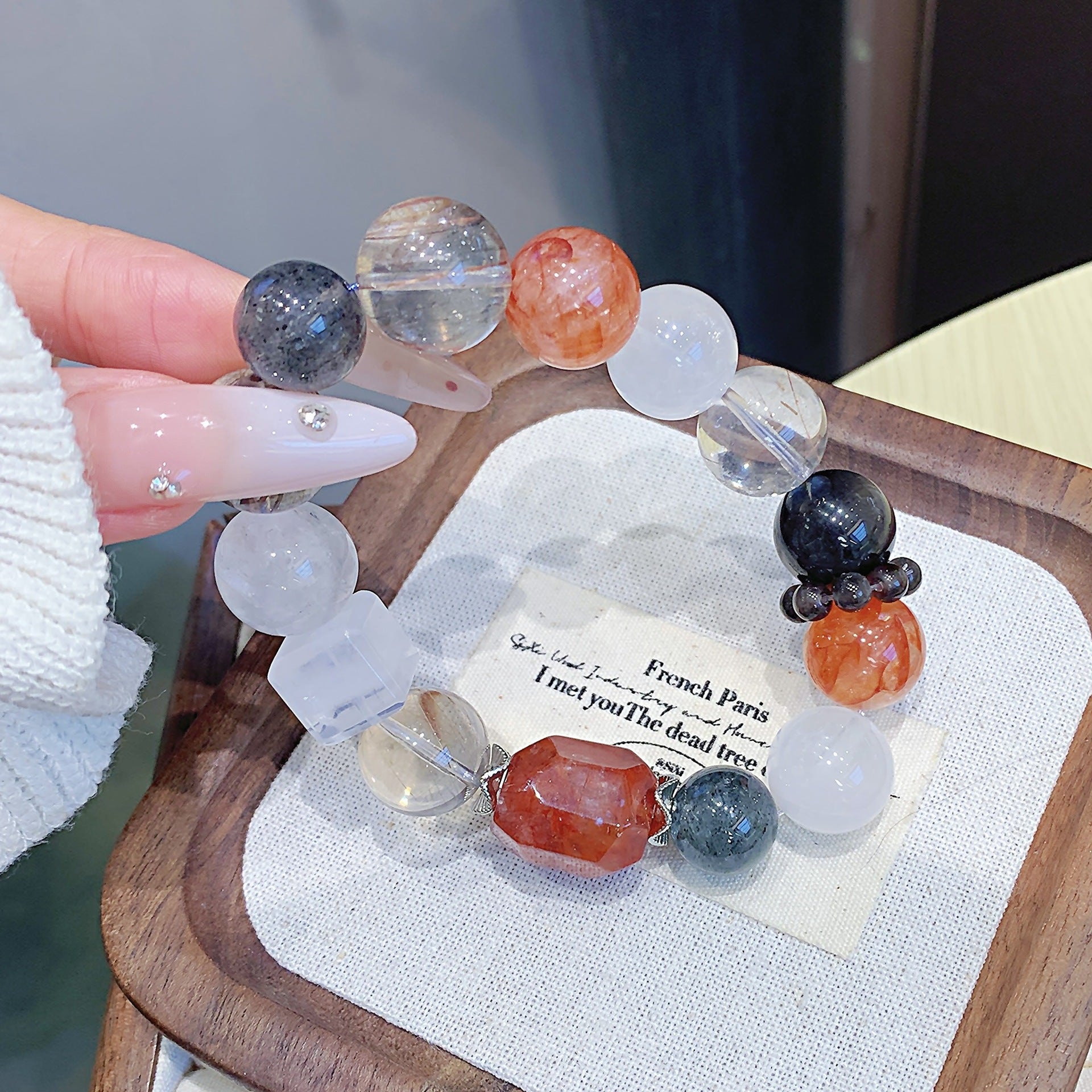 Red Gum Flower Crystal Bracelet Natural Crystal Hot-Selling Hand Jewelry Wholesale Cross-border Exclusive Bracelet Crystal Bracelet diy