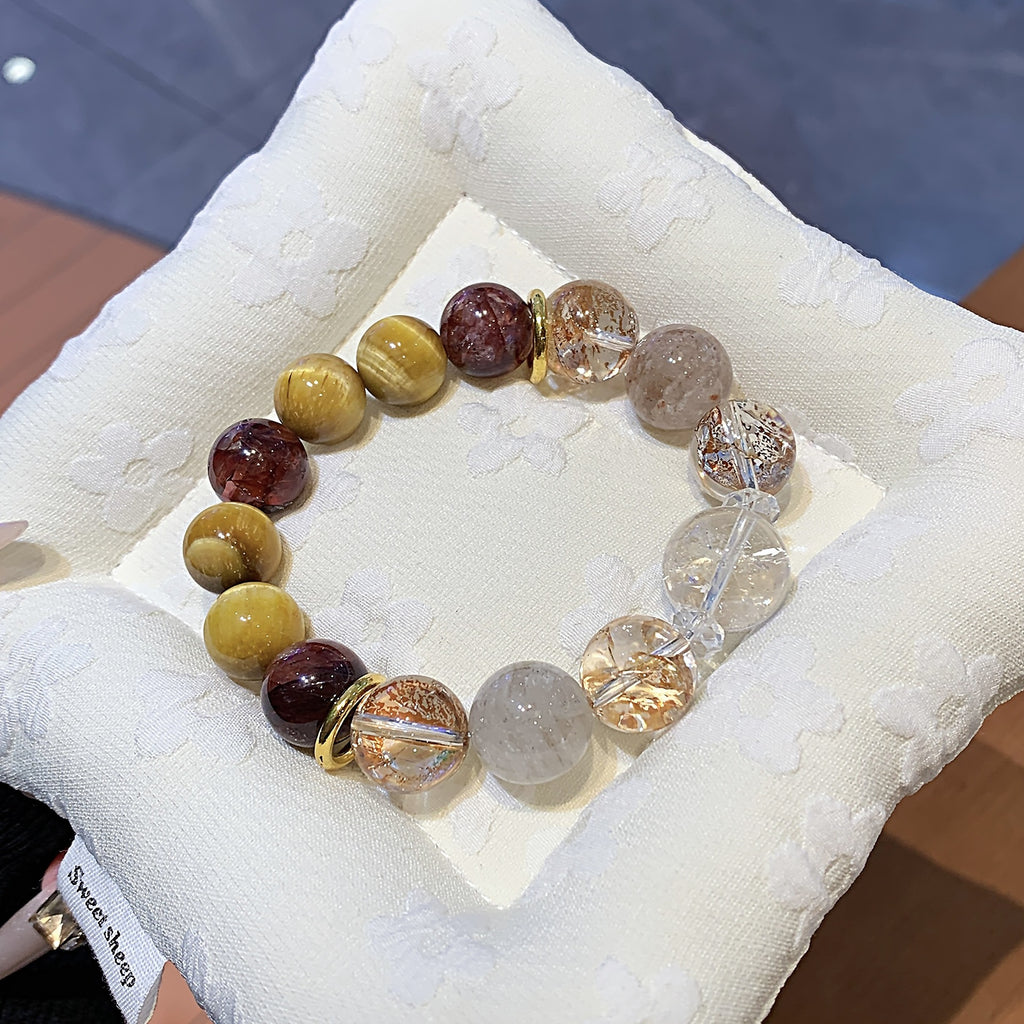 Gold Foil Explosion Series Crystal Hand Jewelry String Fashionable High-End Bracelet Original Design Red Gum Flower Crystal Bracelet