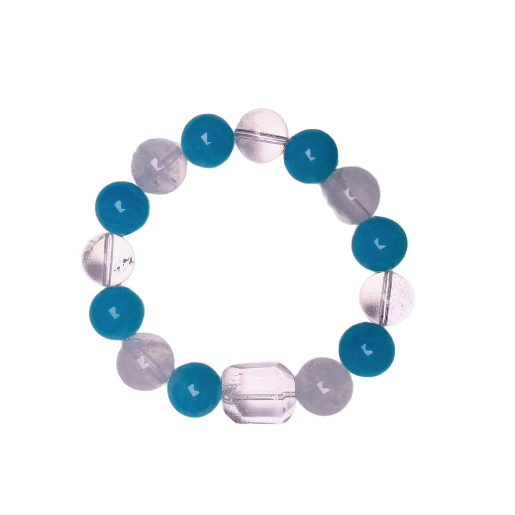 New Chinese Style Retro High-end Designer Goods Glass Body Diagram Natural White Crystal12mm Amazonite Bracelet Crystal Bracelet