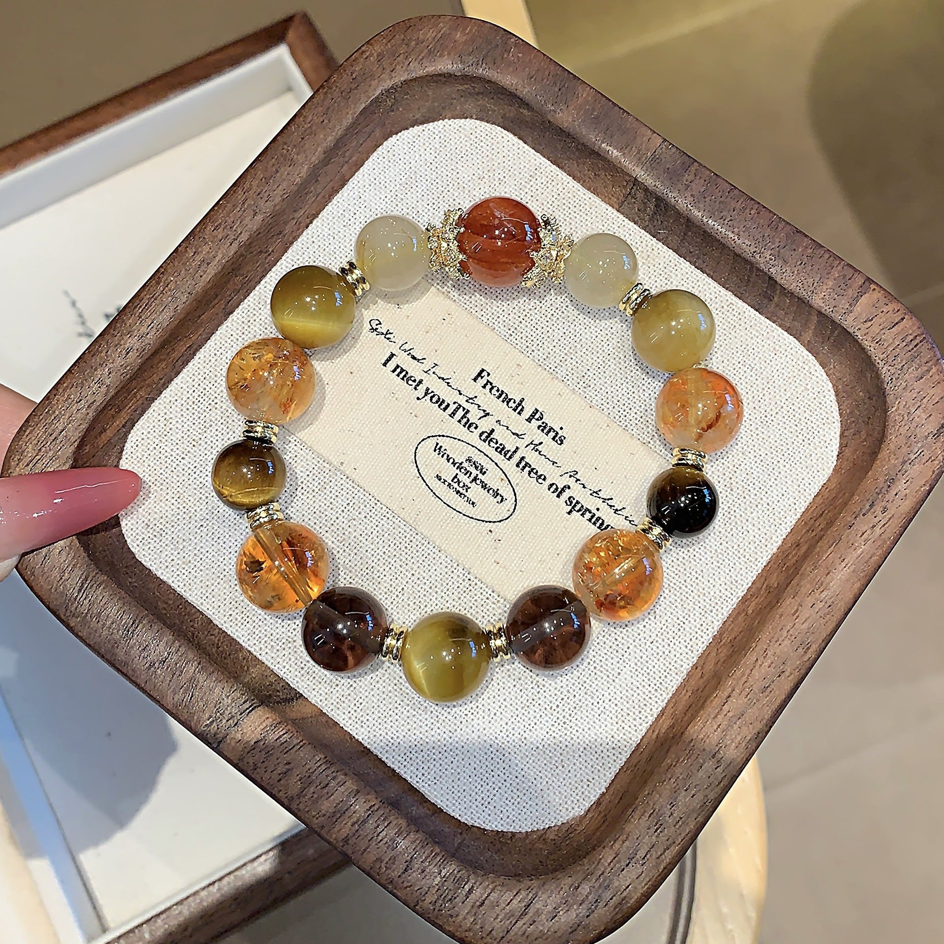 Natural Yellow Pagoda Crystal Men's and Women's Zodiac Year Bracelet Light Luxury Design Bracelet Jewelry Gift Multi-bead Bracelet