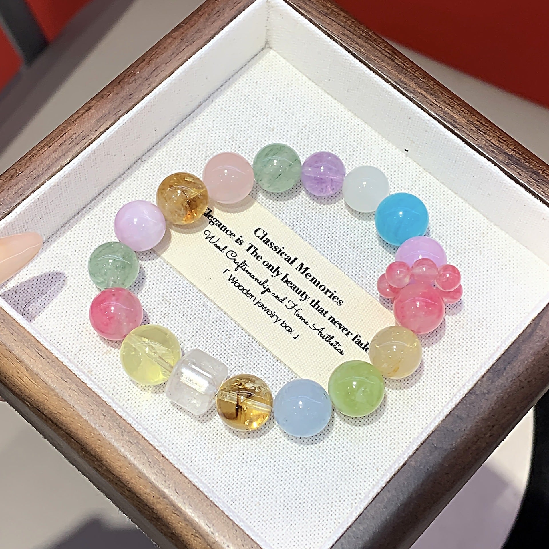 Natural Multi-Gemstone Crystal Bracelet Rose Quartz Crystal Bracelet diy Original Niche Design Pink Crystal Bracelet Crystal