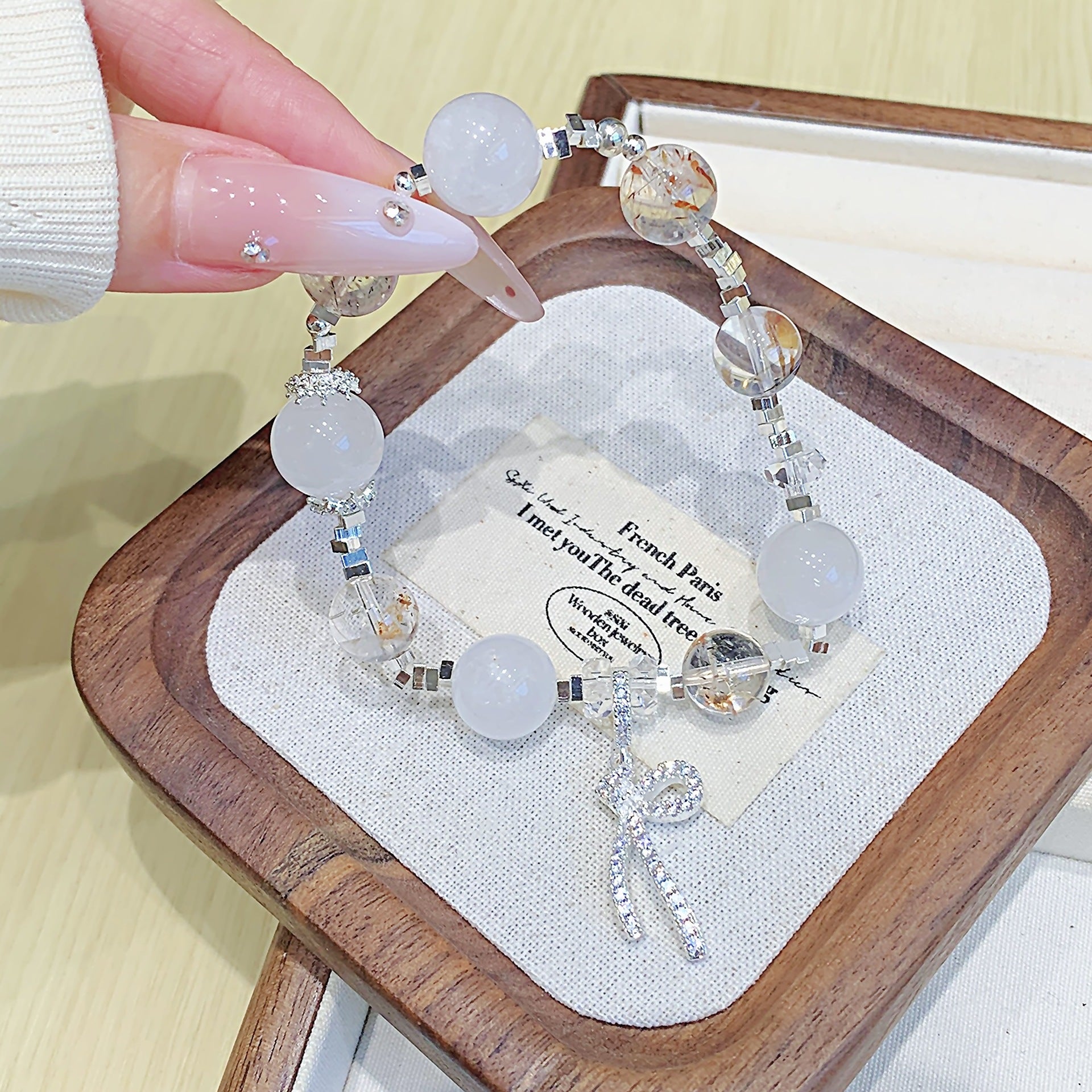 Natural Thousand Layer White Phantom Bracelet White Ghost Bracelet Round Beads DIY Fashionable and Simple Jewelry Wholesale Crystal Beads