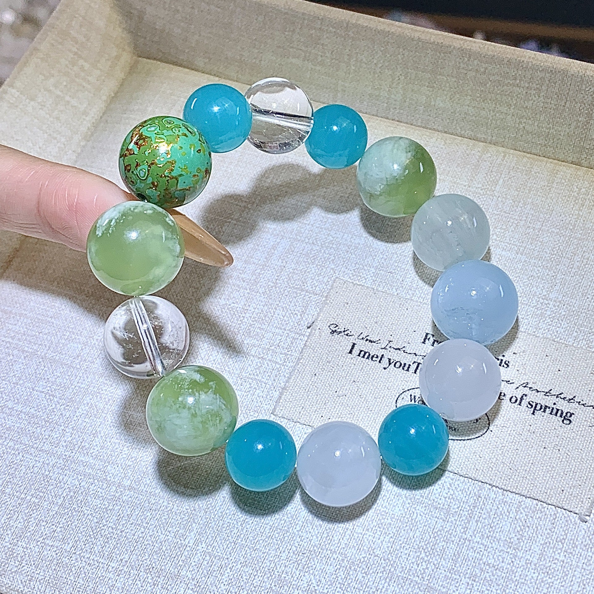 Original Design Natural Crystal Large Grain Multi-Gemstone14mm Large Bead Bracelet Jewelry Chain Factory Direct Wholesale