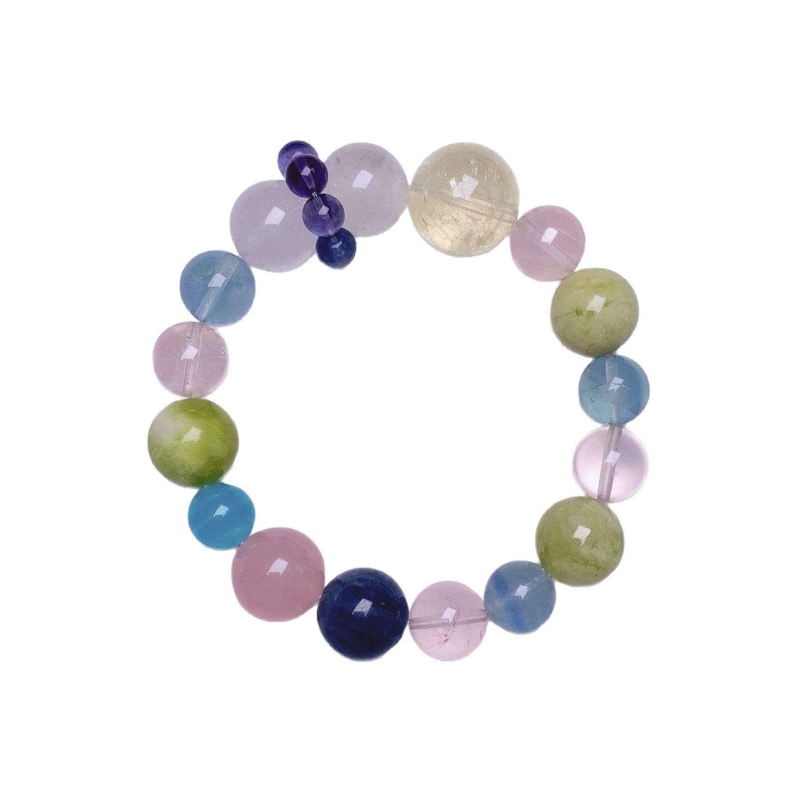 Natural Large Particle Multi-Gemstone Crystal Bracelet Pink Quartz Aquamarine Citrine Multi-Gem Bracelet Wholesale Bracelet Stall