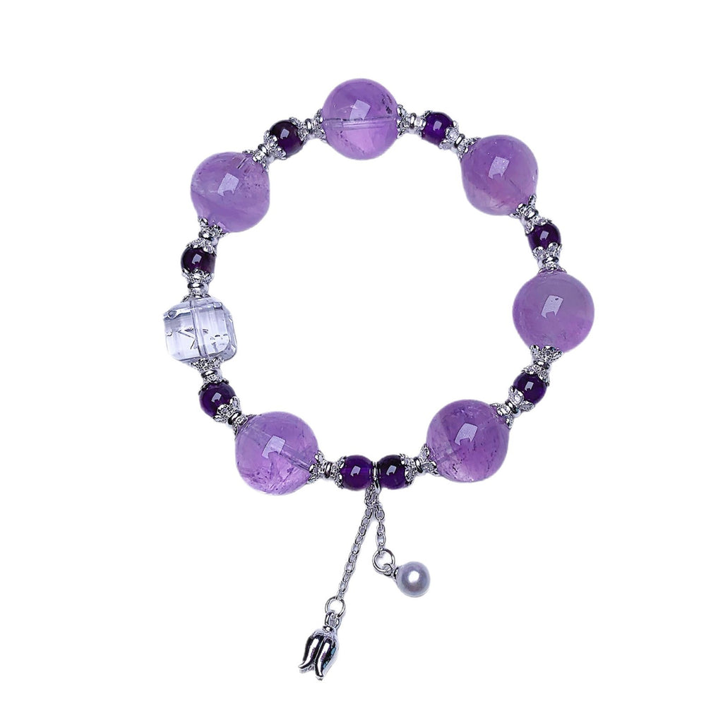 Xiaohongshu Same Style Amethyst Design Bracelet Natural Crystal Cultural Creative Bracelet Gift Crystal Bracelet