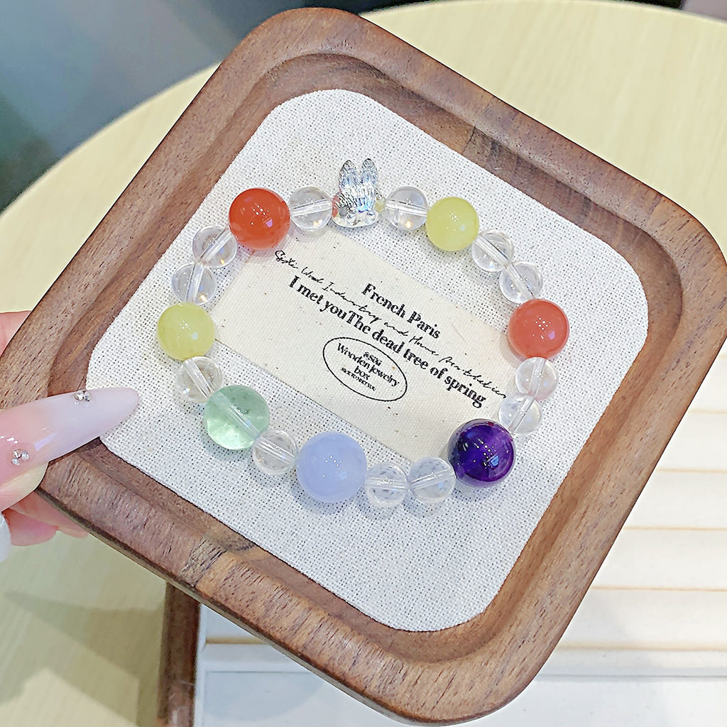 Natural Crystal Bracelet Custom White Crystal Beaded Jewelry Handmade Light Luxury Style for Women diy Color Matching