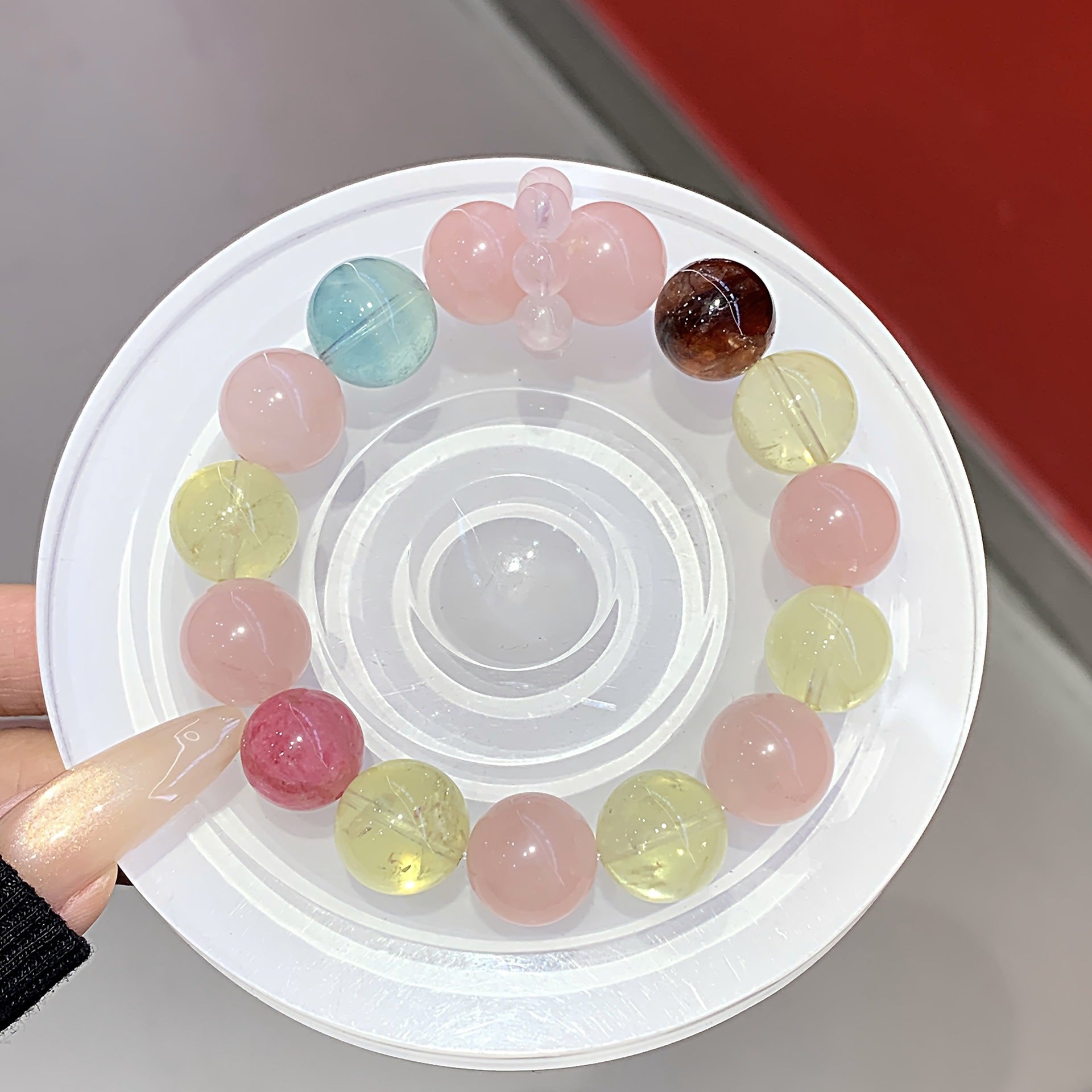 Pink Crystal Bracelet Female Peach Blossom Crystal Bracelet Gift for Best Friend's Birthday Pink Quartz Bracelet Rose Quartz Multi-Gemstone Bracelet