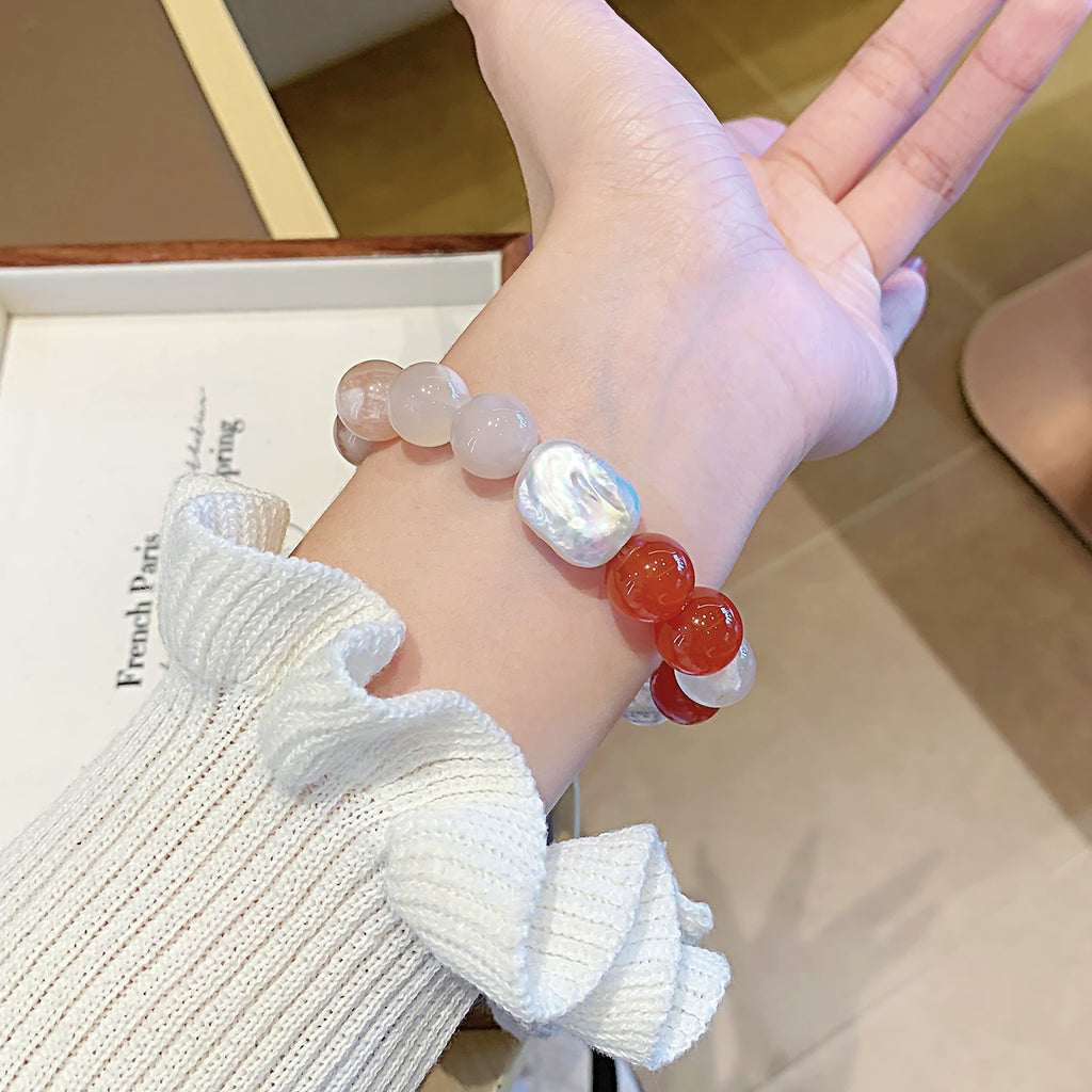 Natural Cherry Agate Crystal Bracelet Live Hot Natural Jewelry Hand Jewelry Original Design Multi-Gem Bracelet