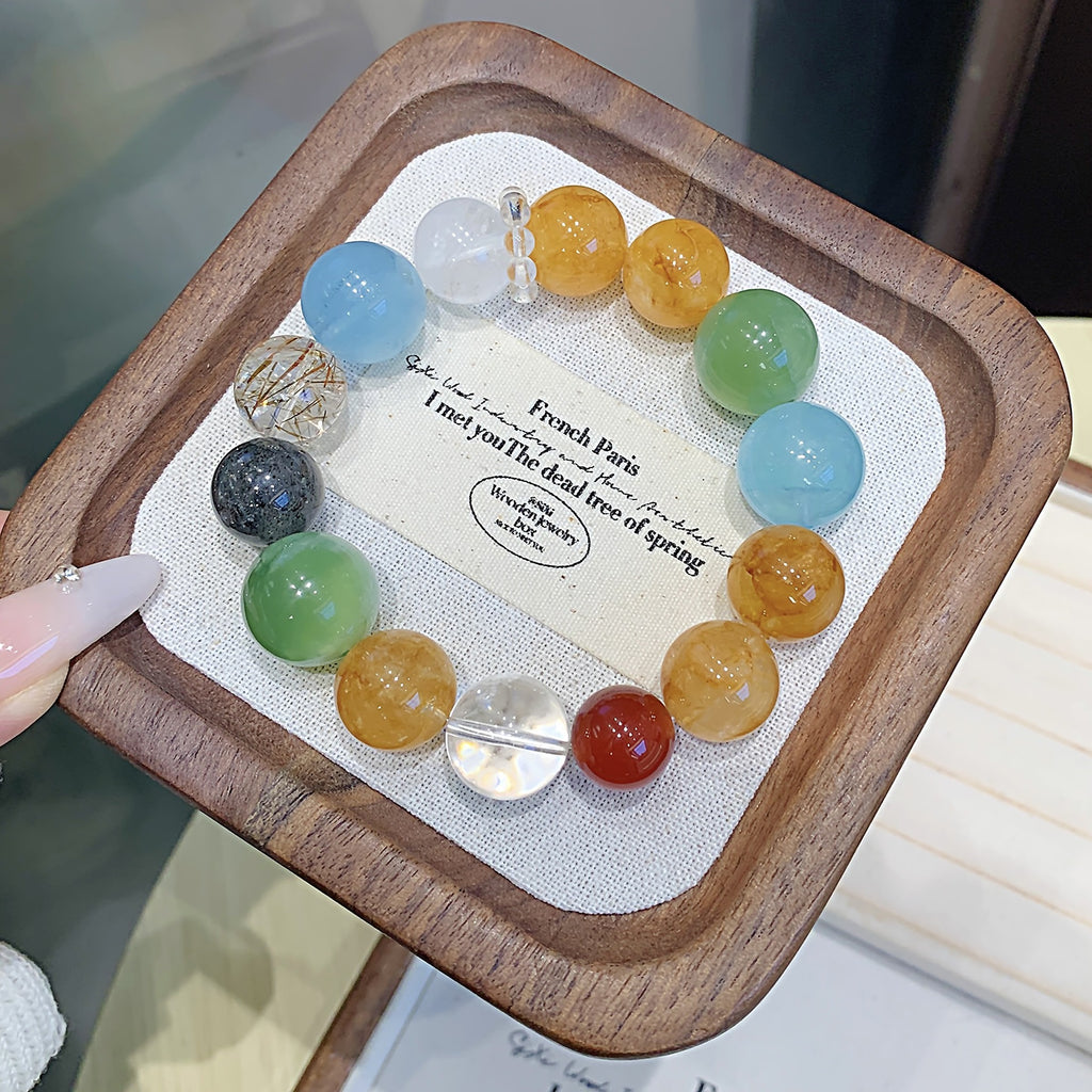 Natural Yellow Gum Flower Lucky Bracelet for Women Original Design Crystal Bracelet Jewelry Factory Wholesale Crystal Bracelet