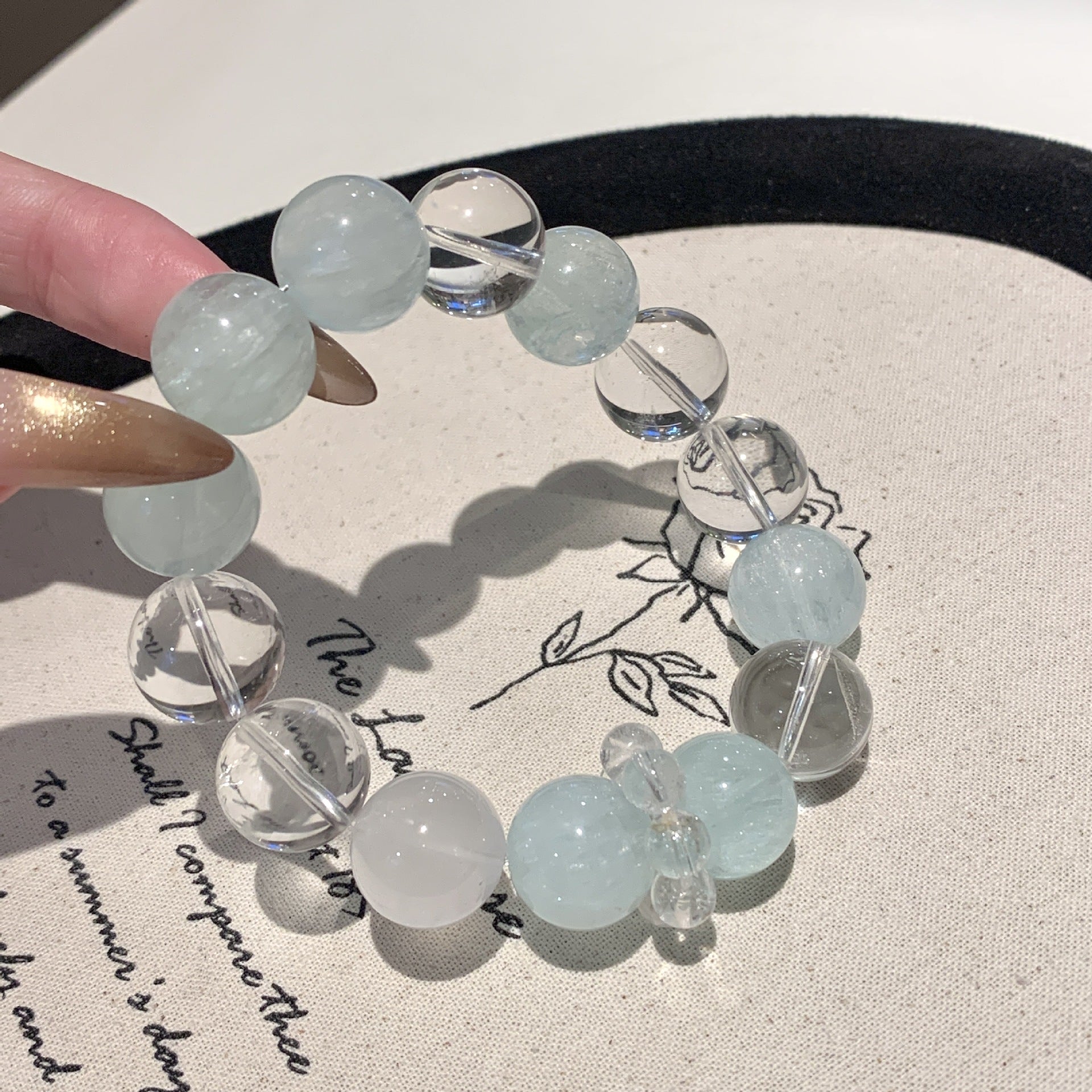 【Darcy's Morning Mist】Natural Aquamarine White Crystal Bracelet Cool Feeling High-Quality Original Fashion Simple Bracelet