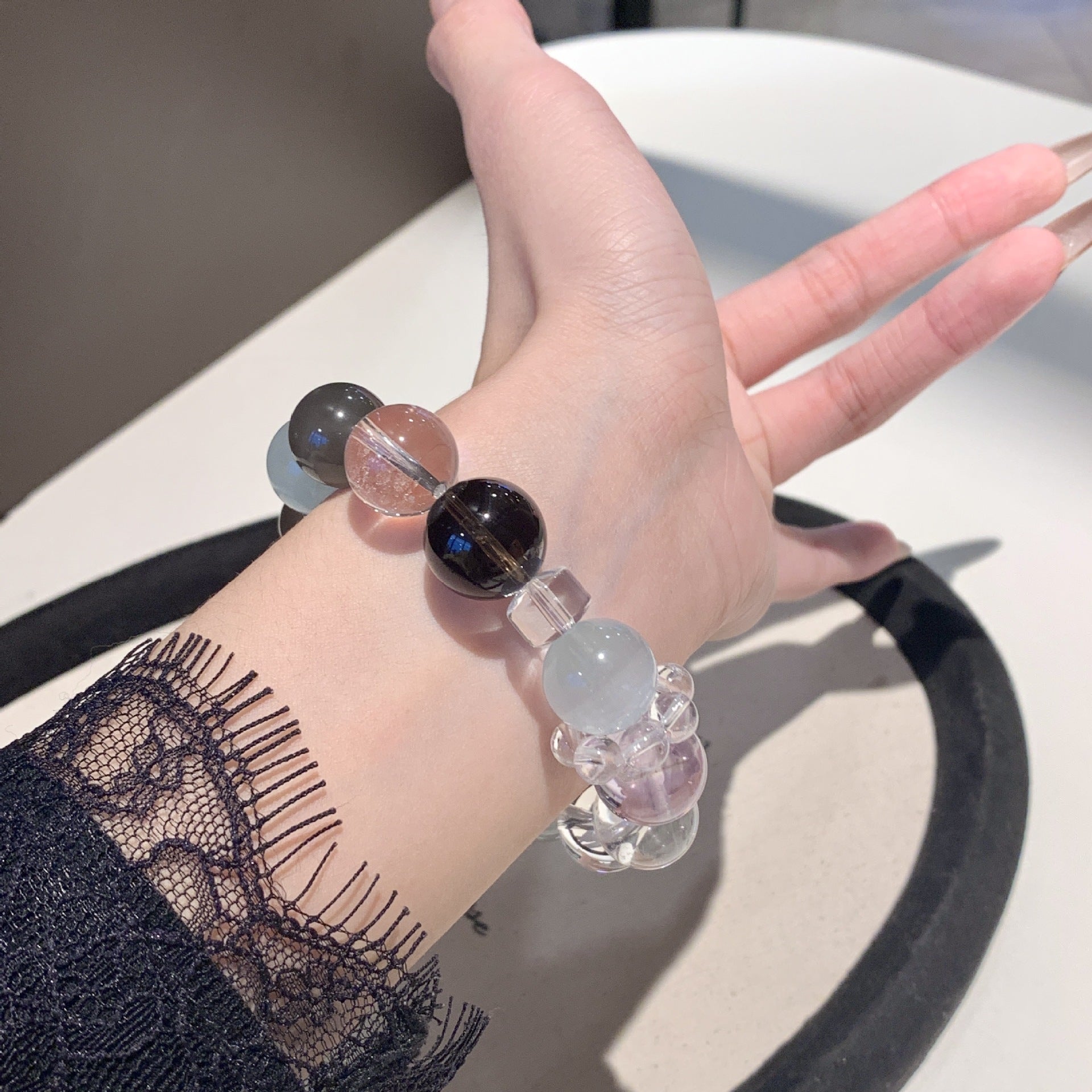 Original Personalized Multi-Gemstone Crystal Bracelet Vintage Style Single Circle Bracelet for Men and Women Natural Aquamarine Bracelet