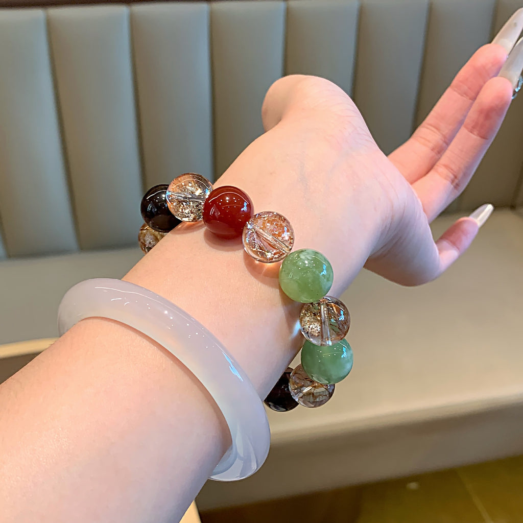 Natural Gold Leaf Explosion Bracelet Autumn New Bracelet Jewelry Gift for Best Friend Gold Foil Explosive Crystal Bracelet