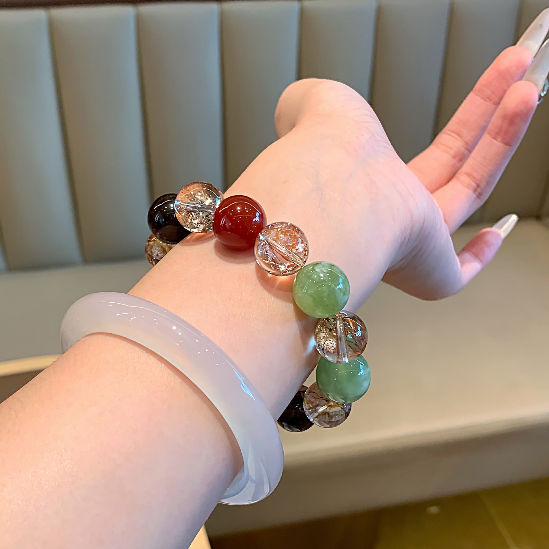 Natural Gold Leaf Explosion Bracelet Autumn New Bracelet Jewelry Gift for Best Friend Gold Foil Explosive Crystal Bracelet