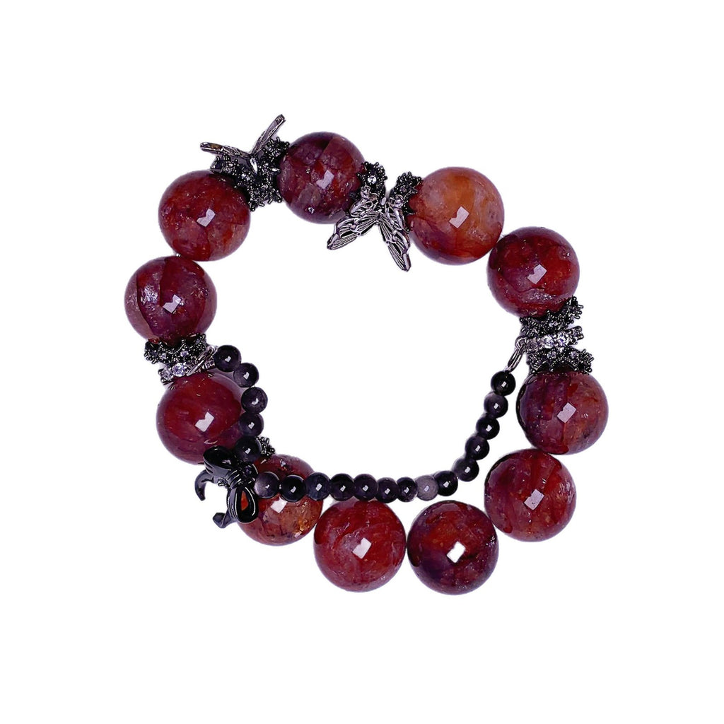 Natural Red Gum Flower Crystal Bracelet Butterfly Accessories Natural Crystal Hot-Selling Bracelet Jewelry Crystal Bracelet Jewelry