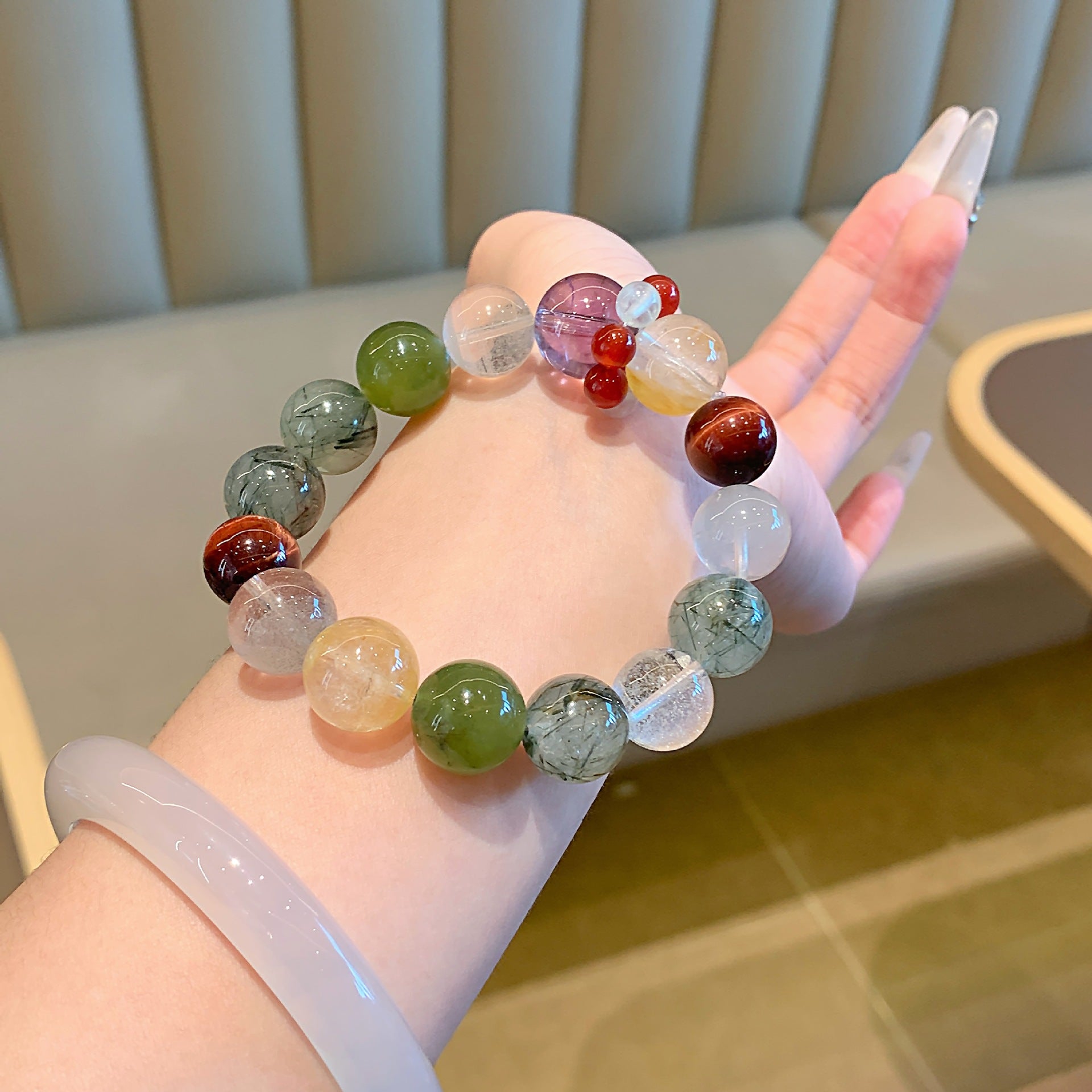 Original natural red tiger eye crystal bracelet Rainbow Color Multi-Gem Bracelet Jewelry Natural Crystal Multi-Gemstone Bracelet