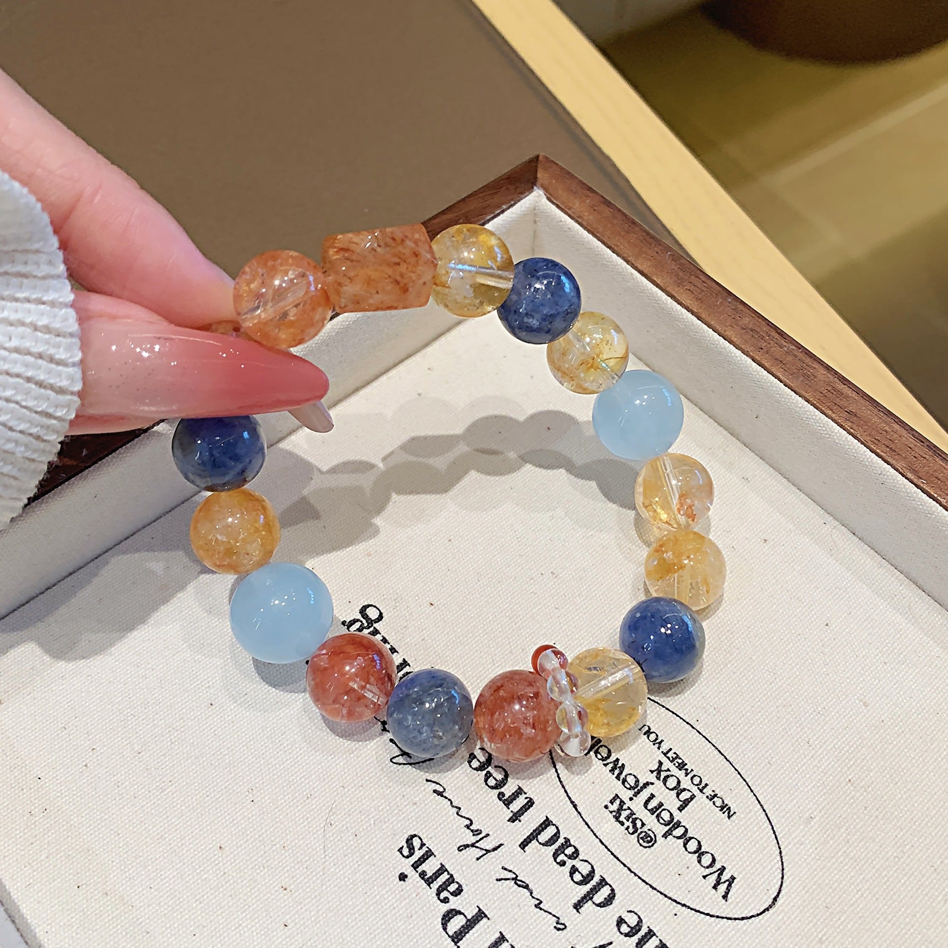 Yellow Gum Flower Natural Crystal Bracelet Seven Color Series Multi-Treasure Crystal Chain Bead Jewelry Crystal Bracelet