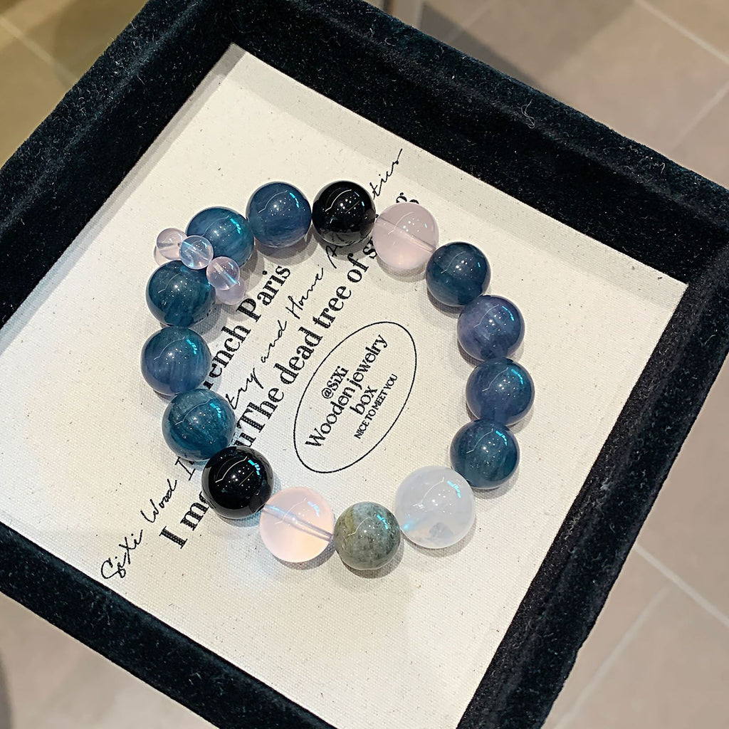 Blue and Green Crystal Bracelet diy Handmade Round Beads Wholesale Natural Crystal Bracelet Hot-Selling Jewelry Crystal Bracelet