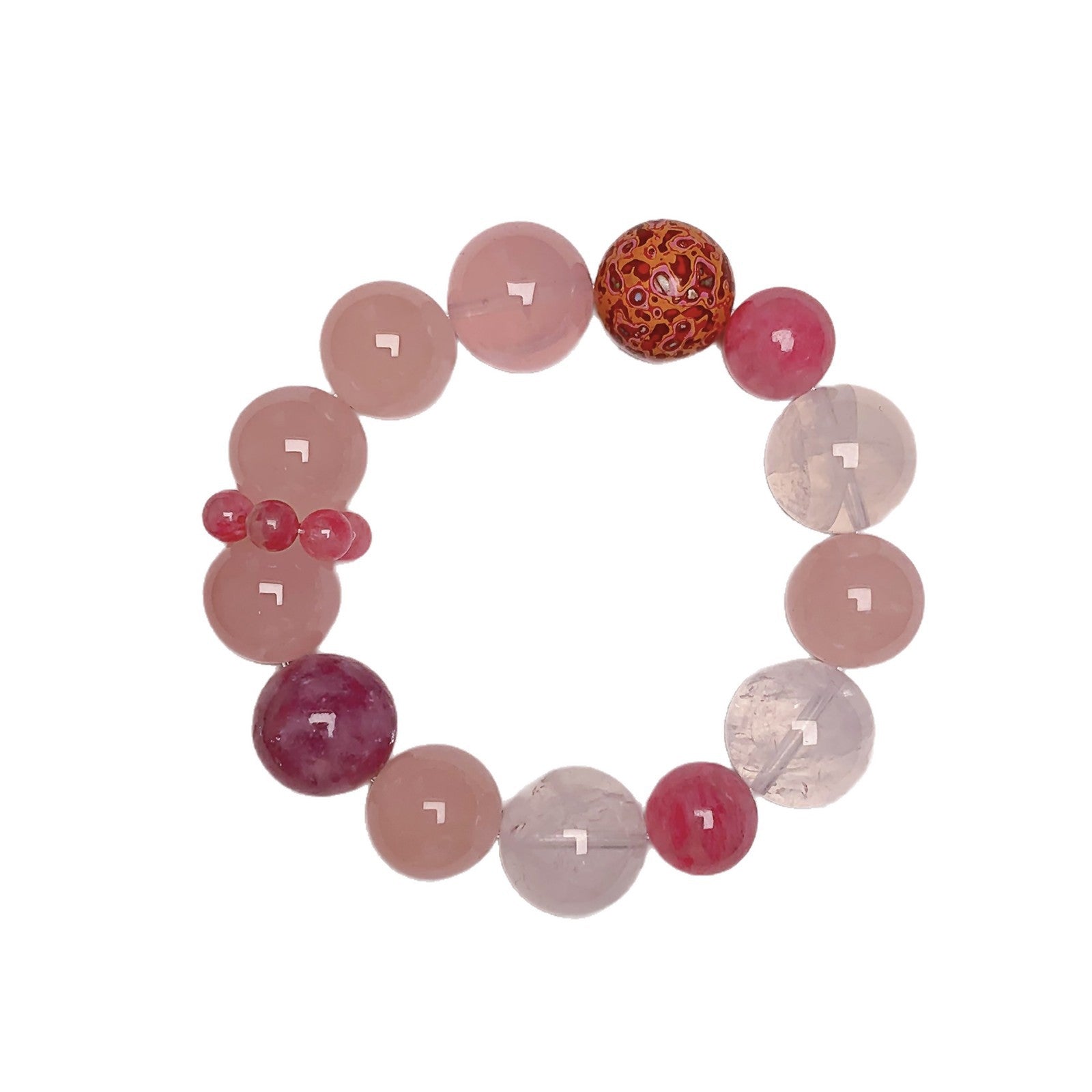 New Chinese Style Lacquer Bead Bracelet Pink Series Multi-Gem Fresh Atmosphere Ethnic Style Design Whitening Bracelet