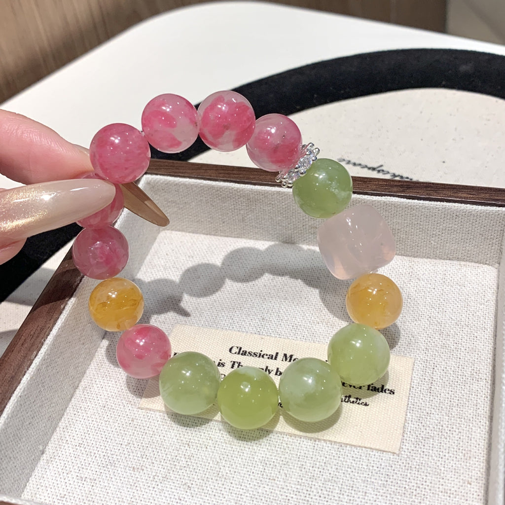 Natural Rose Quartz Crystal Bracelet for Women Fashion Niche Original Design Exquisite Versatile High-end Jewelry