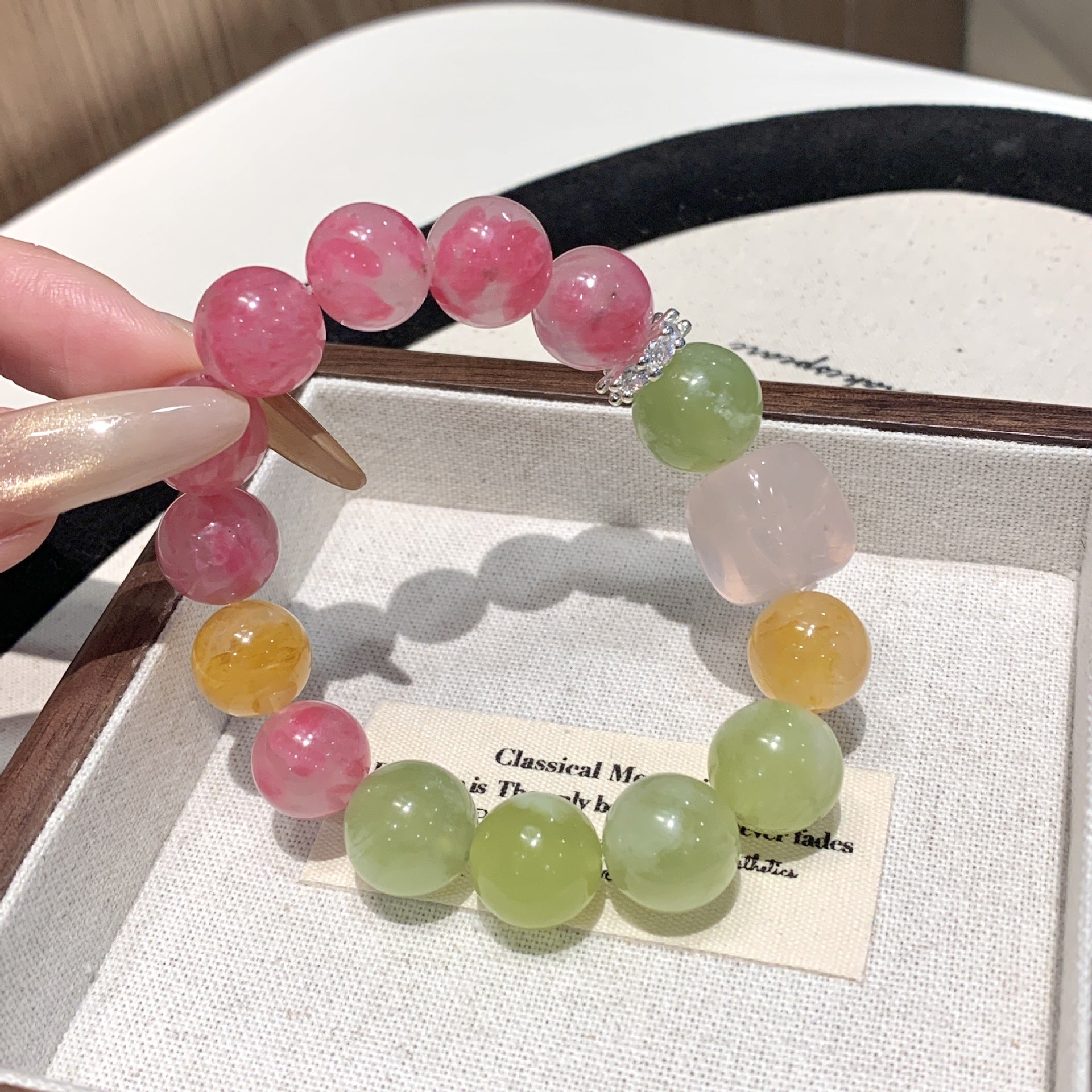 Natural Rose Quartz Crystal Bracelet for Women Fashion Niche Original Design Exquisite Versatile High-end Jewelry