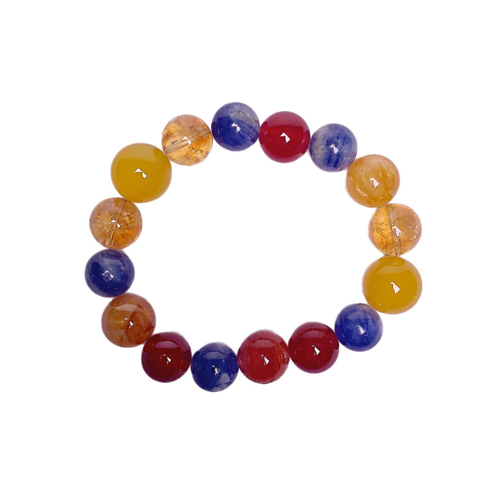 Original Natural Blue Crystal Yellow Gum Flower Multi-Gem Bracelet Cross-Border Hot-Selling Gift Hand Jewelry String Yellow Agate Multi-Gemstone Bracelet