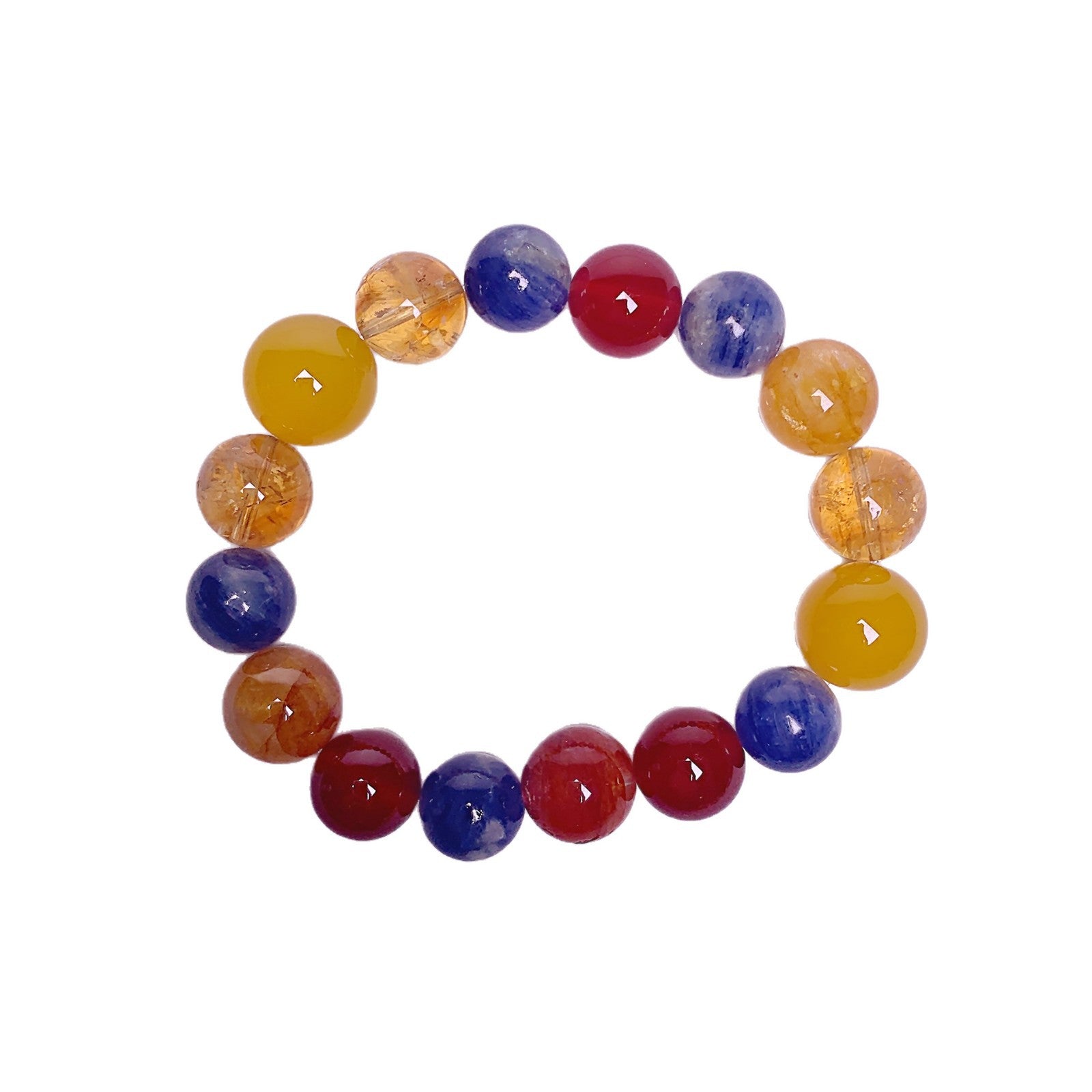 Original Natural Blue Crystal Yellow Gum Flower Multi-Gem Bracelet Cross-Border Hot-Selling Gift Hand Jewelry String Yellow Agate Multi-Gemstone Bracelet