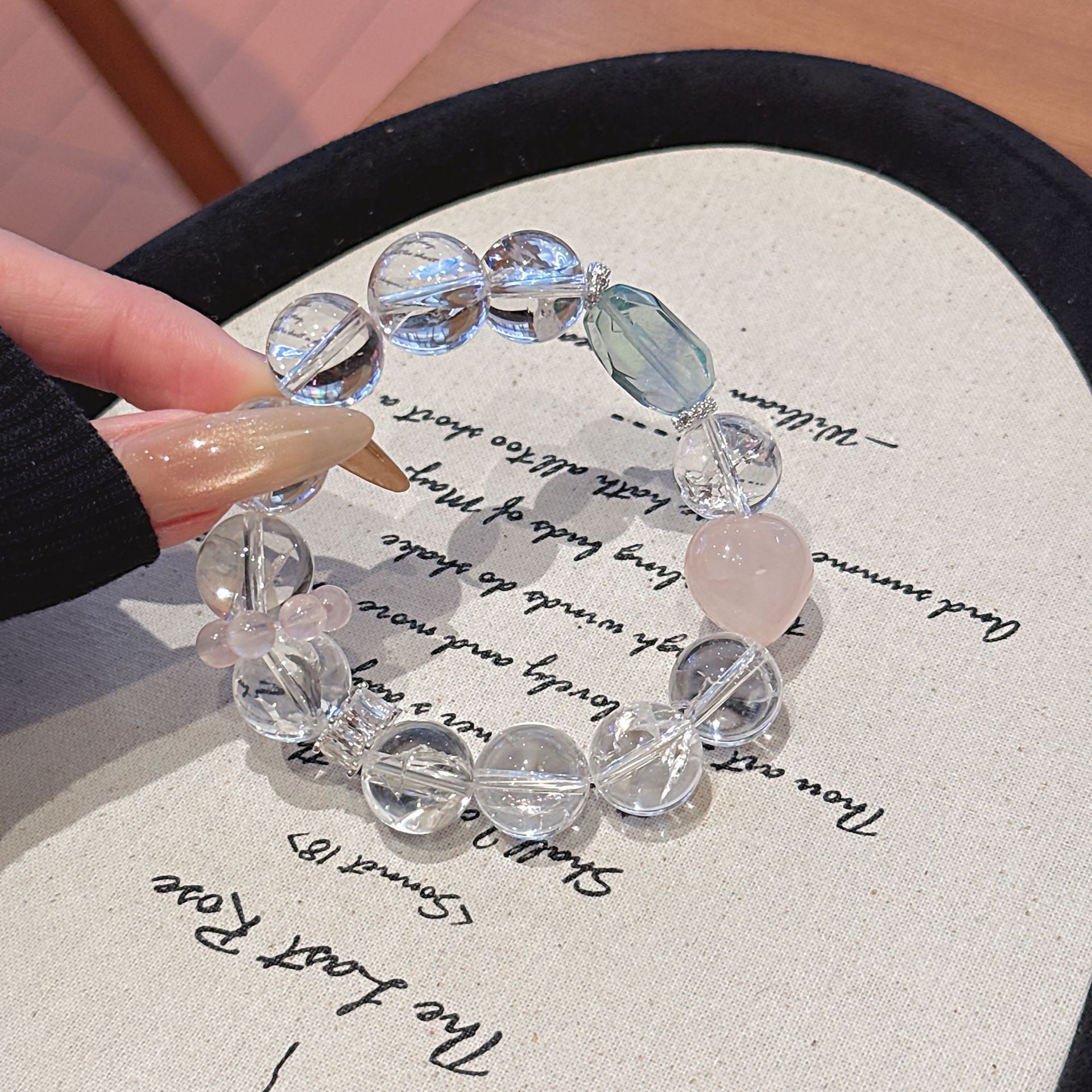 Original Design Natural White Assay Crystal White Crystal Bracelet Beaded Bracelet TikTok and Xiaohongshu Hot Item Crystal Bracelet