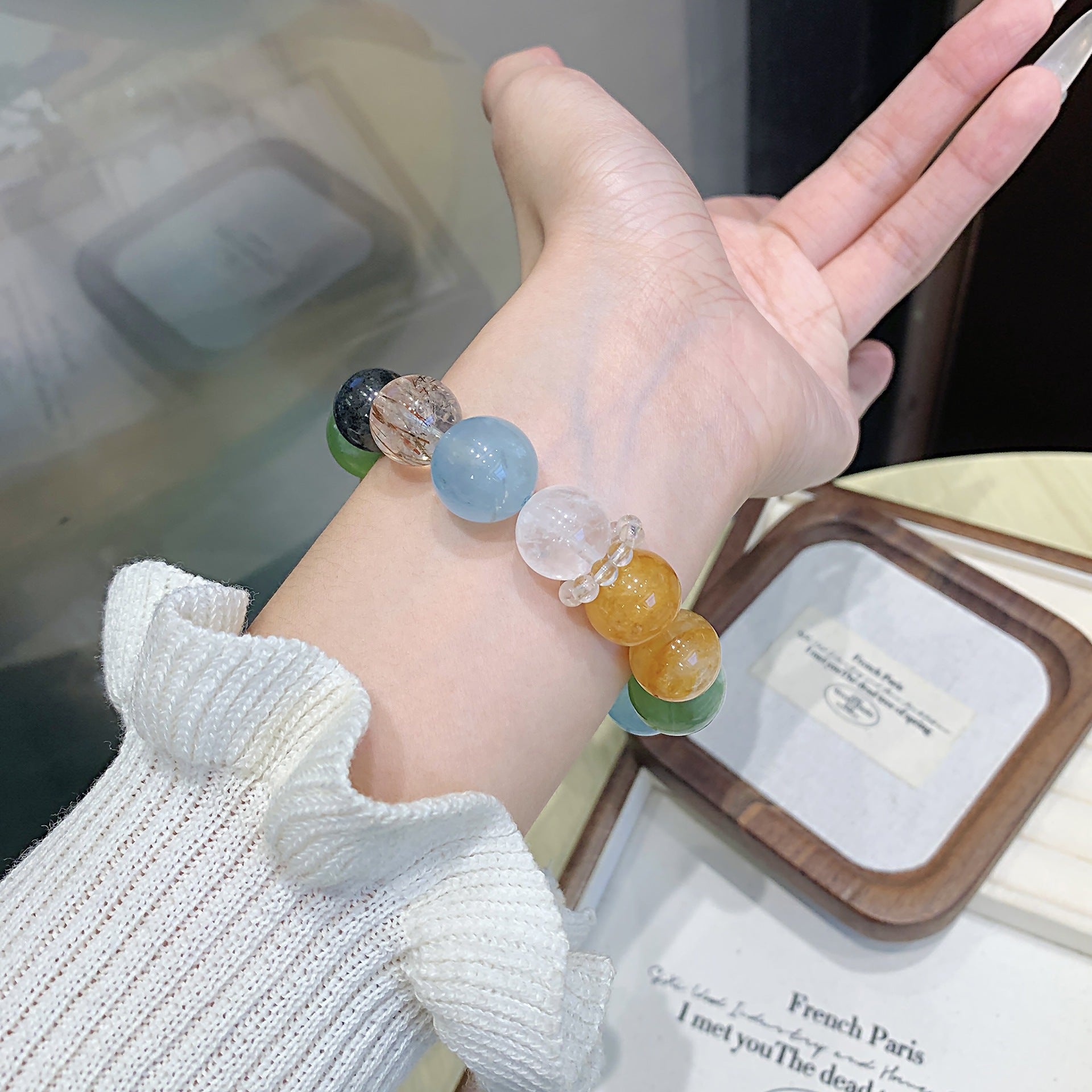 Natural Yellow Gum Flower Lucky Bracelet for Women Original Design Crystal Bracelet Jewelry Factory Wholesale Crystal Bracelet