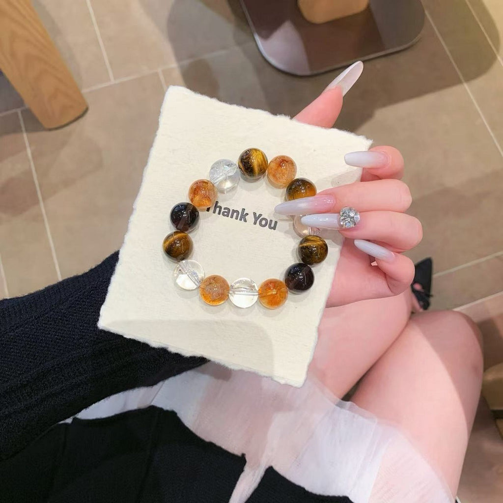 Rich Day Violent Yellow Tiger Eye Bracelet Natural Yellow Pagoda Crystal Yellow Asai Seven Birthday Gifts for Boys and Girls