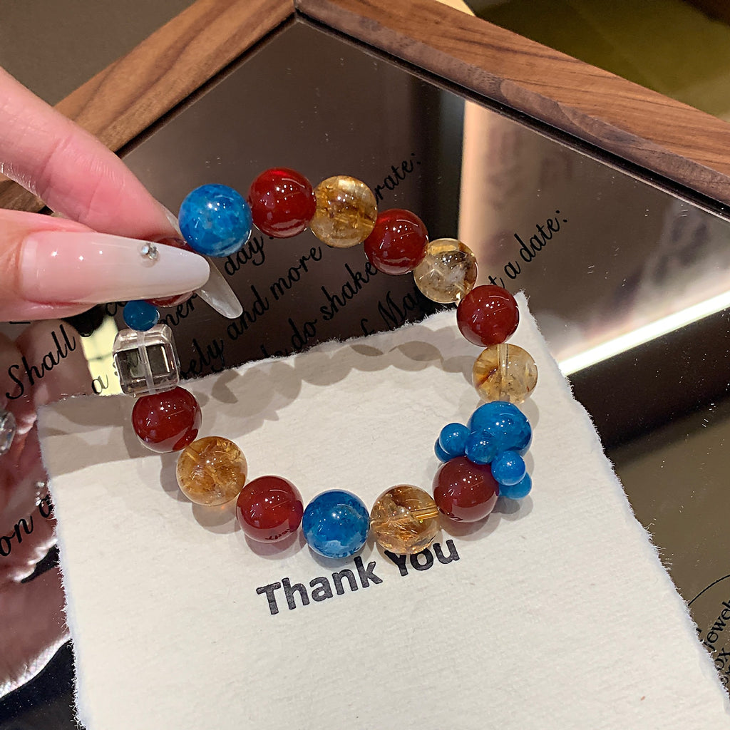 Red Agate Natural Crystal Bracelet Seven Color Series High-end Jewelry Multi-Treasure Crystal Chain Crystal Bracelet