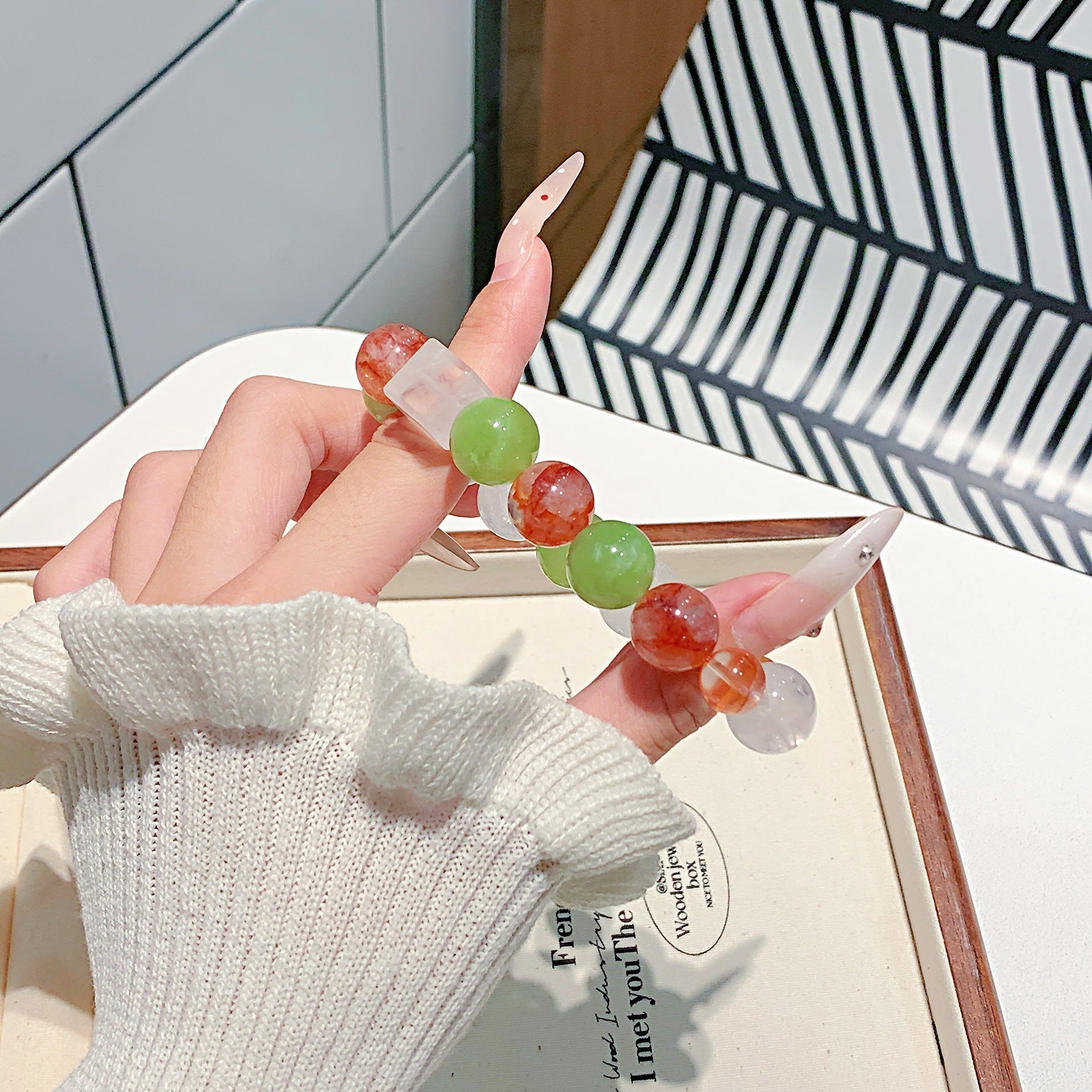 Natural Yellow Gum Flower Matching White Crystal Bracelet White Ghost DIY Single Ring Bracelet Multi-Gemstone Bracelet Crystal Manufacturer