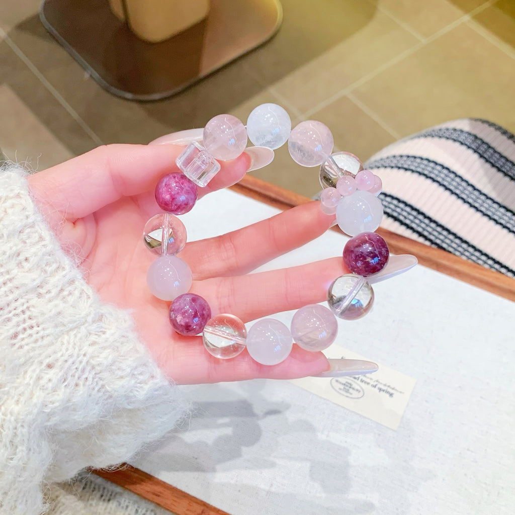 Natural pink crystal paired with white crystal bracelet Original Design New Crystal Bracelet Directly Supplied by Manufacturer Bracelet