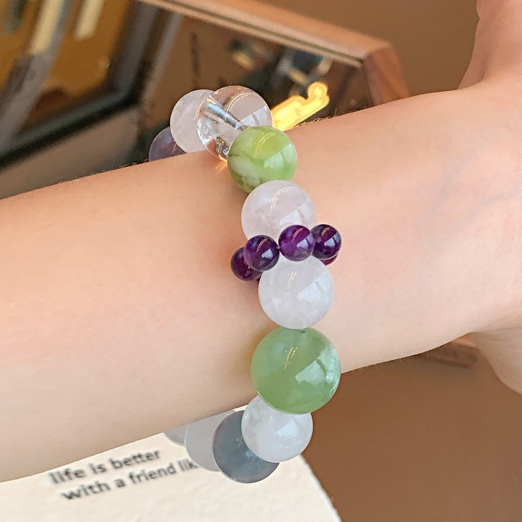 Natural White Phantom White Crystal Bracelet Designer Niche Running Ring Sugar Cube Big Mimi White Crystal Bracelet Crystal Beads