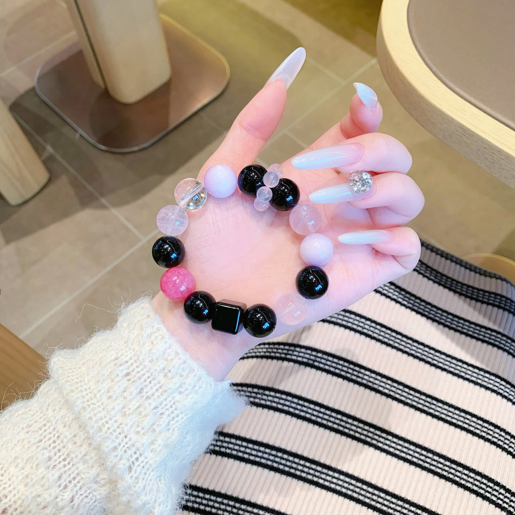 Natural Multi-Gemstone Crystal Stone Bracelet Spliced Geometric Original Design Moonlight Bracelet Natural Pink Crystal Bracelet