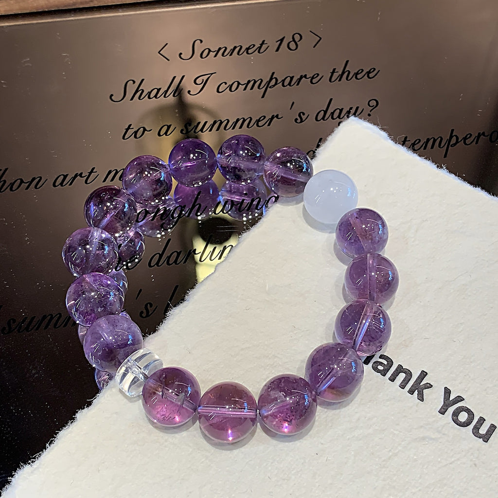 Amethyst Natural New Bracelet Women's Purple Grape Ice Transparent Bracelet for Students and Best Friends by Yuexian Crystal Bracelet