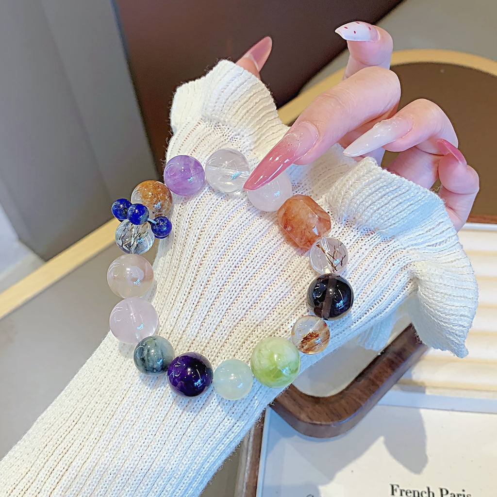 Monet Garden Series Multi-Gem Crystal String Dopamine Rainbow Color Bracelet Light Luxury Exquisite Macaron Color Bracelet