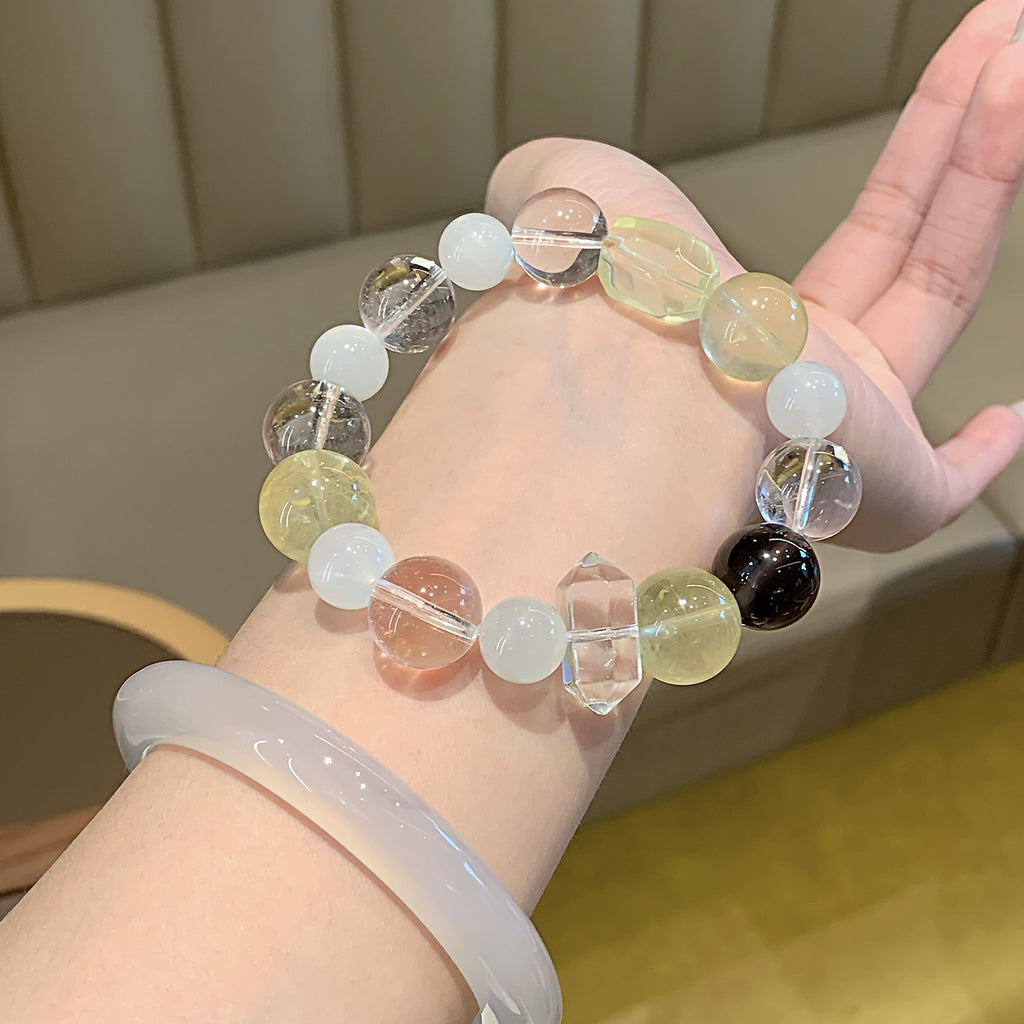 Monet Garden Series Multi-Gem Bracelet Dopamine Rainbow Color Bracelet Luxurious and exquisite high-value lemon crystal bracelet